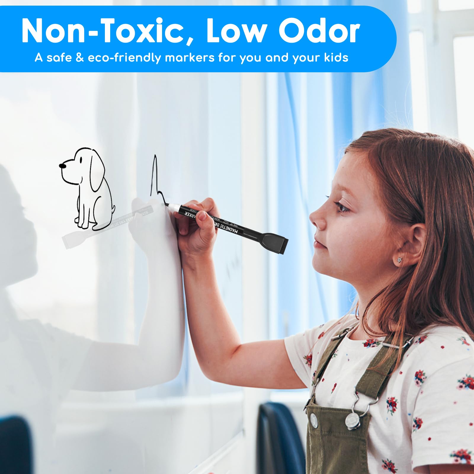 [12 / 24 / 36 PCS] Magnetic Dry Erase Markers Fine Tip with Eraser Cap