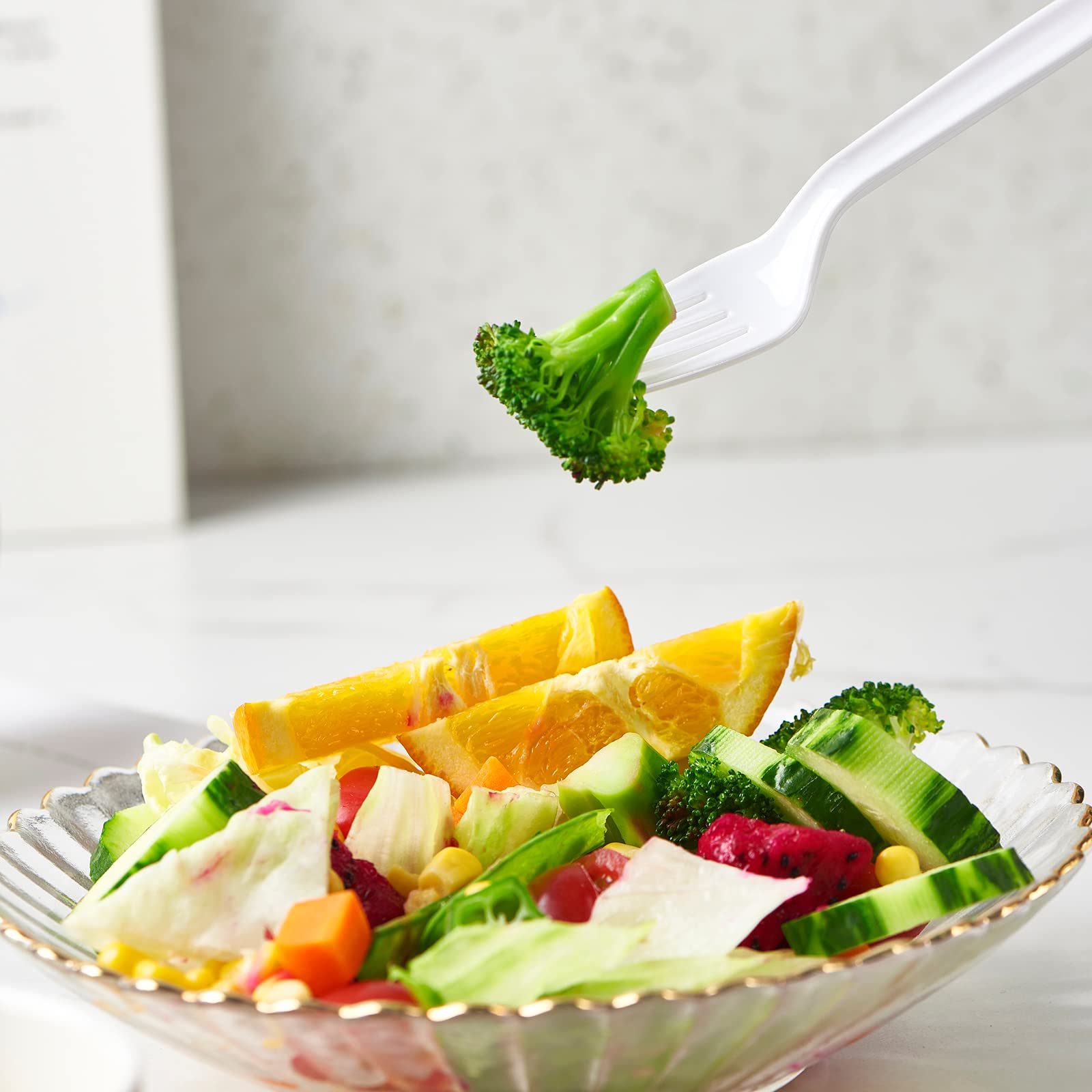 [500 PCS] Heavy Duty White Plastic Forks, Disposable