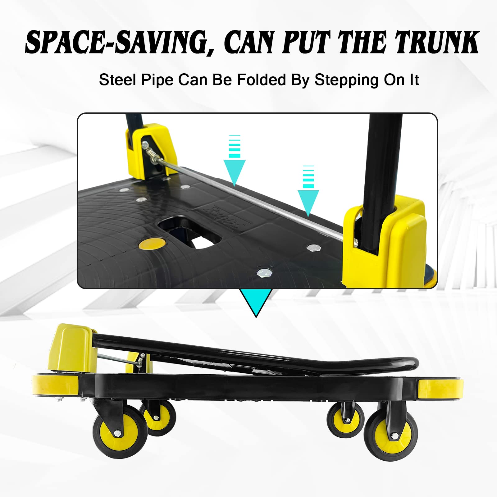 Foldable Platform Truck Heavy Duty Push Cart Dolly with 2000 LBS Capacity, 6''