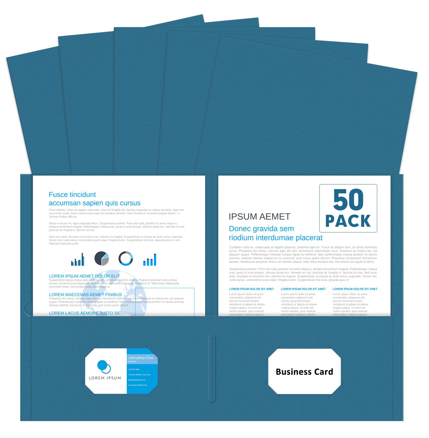 [50 Pack] Two Pocket Folders, Letter Size Paper File Folder