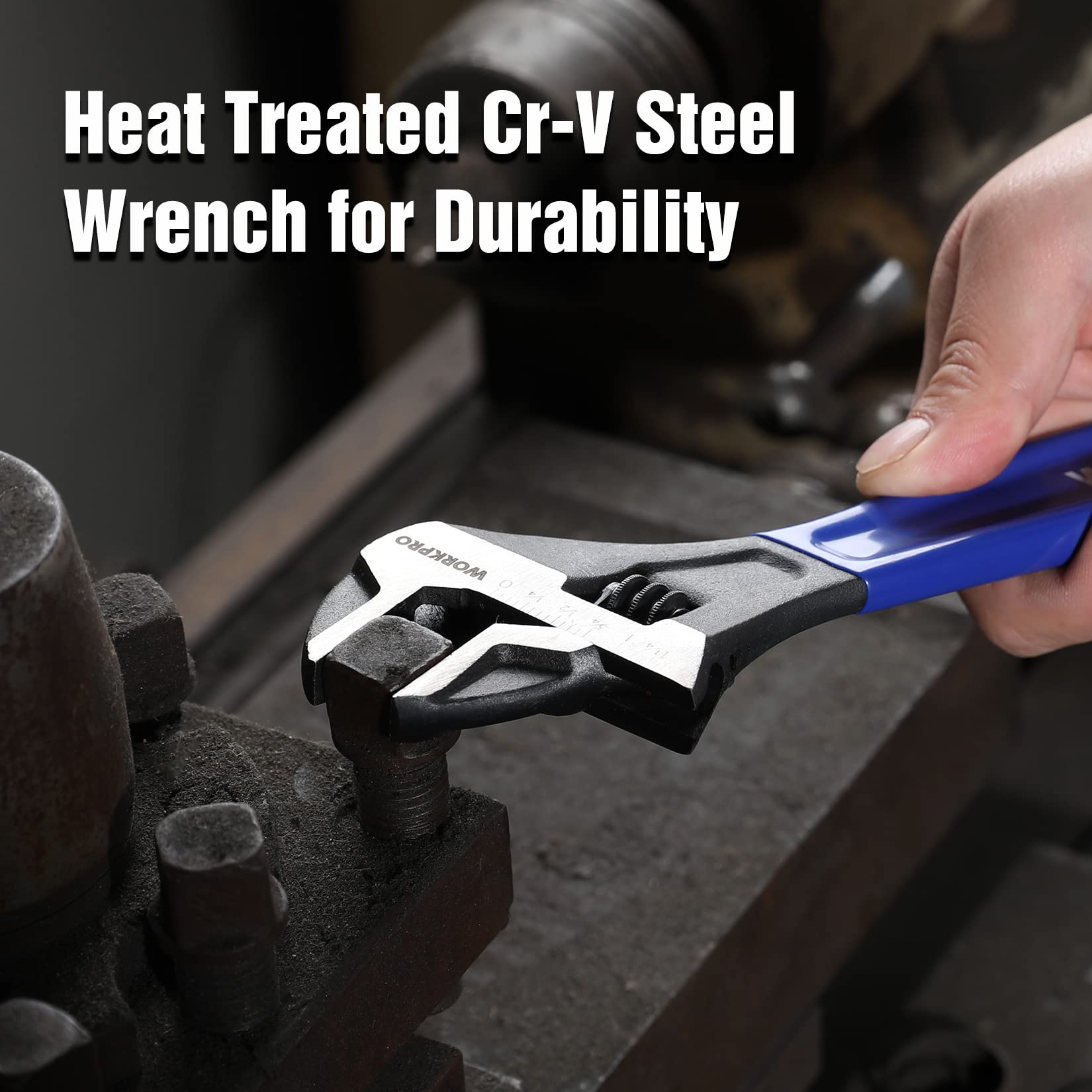 6/8/10 Inch Adjustable Wrench, Cr-V Steel Wrench, Wide Jaw Black Oxide Wrench, Metric & SAE Scales, for Home, Garage, Workshop and DIY