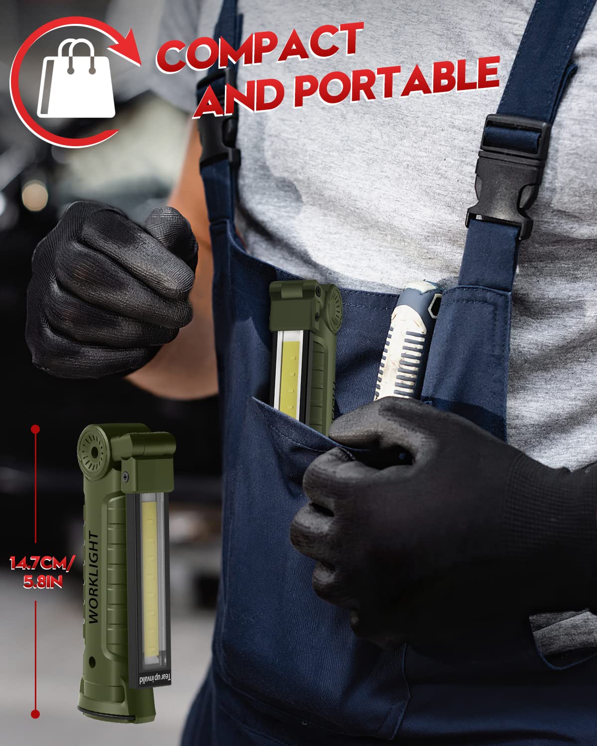 Rechargeable LED Work Light Grill Light with Magnetic Base 5 Modes 360° Rotate (2 or 4 Pack)