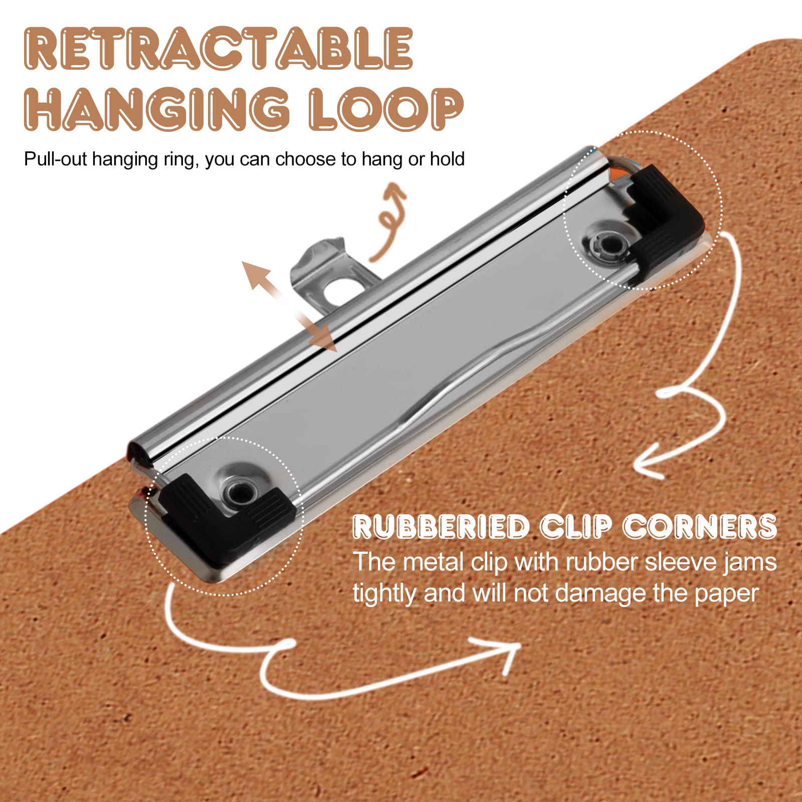 [6 & 16 Pack] Hardboard Office Clipboards, Low Profile Clip, Clip Boards 8.5x11 Standard Letter Siz