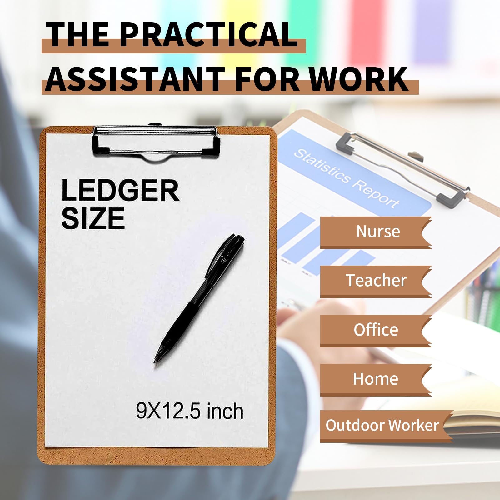 [6 & 16 Pack] Hardboard Office Clipboards, Low Profile Clip, Clip Boards 8.5x11 Standard Letter Siz