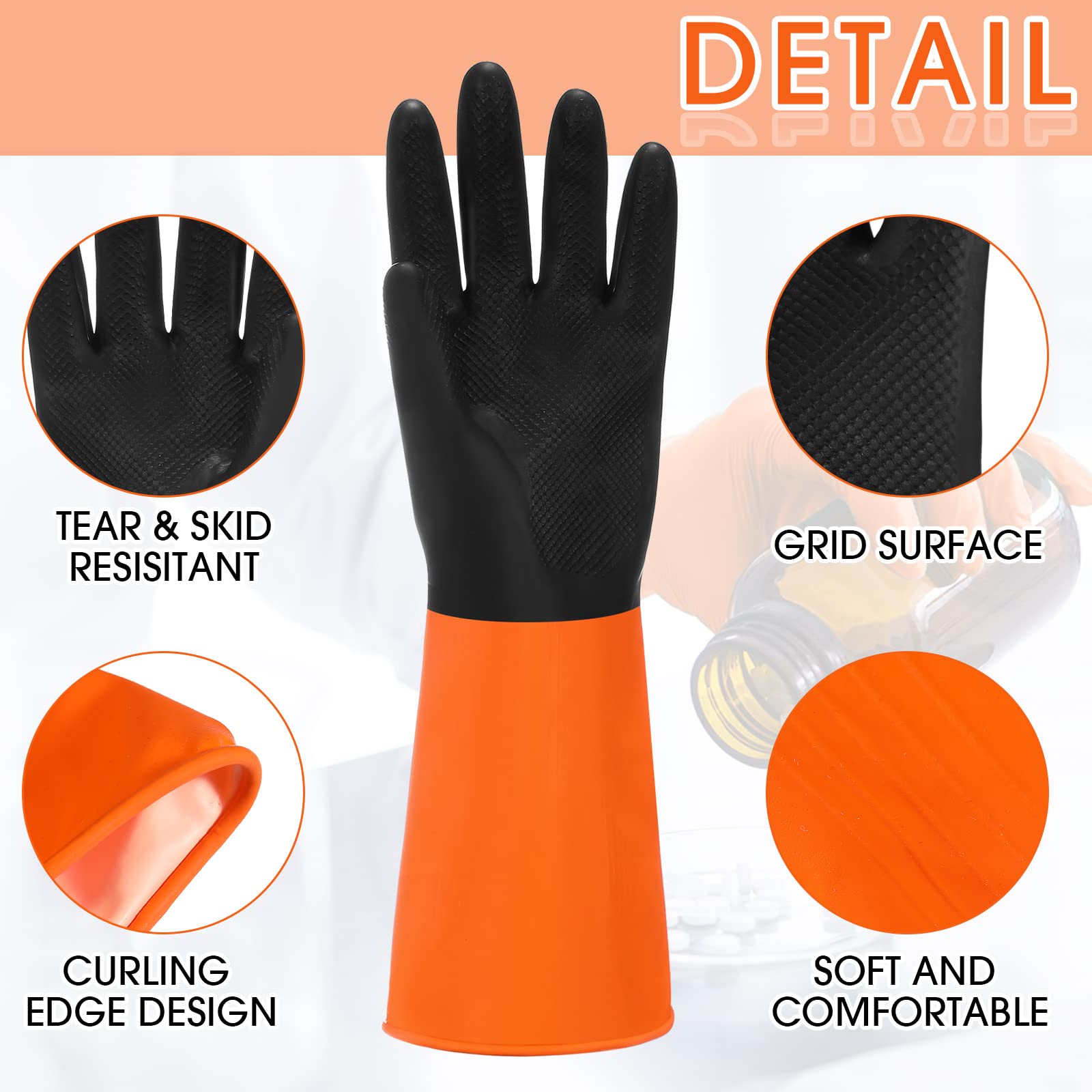 [8 Pairs] Chemical Resistant Gloves Heavy Duty Industrial Rubber Gloves