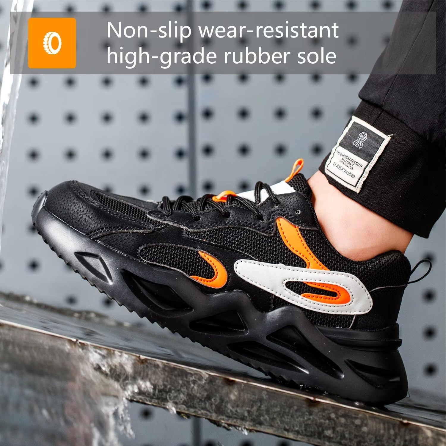 [1 Pair] Steel Toe Shoes, Work Safety Lightweight Slip Resistant