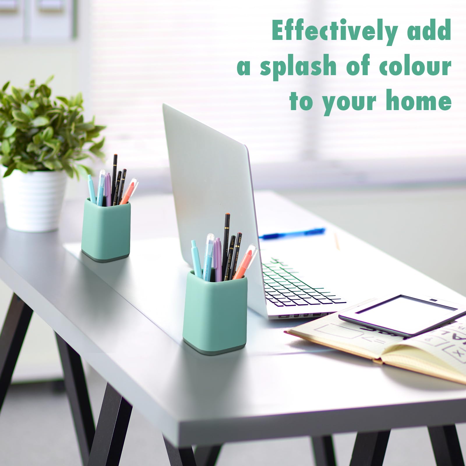 12 Pcs Pencil Holder for Desk, 4.1 x 2.95 x 2.75 Inch(White/Dark Blue/Light Green)