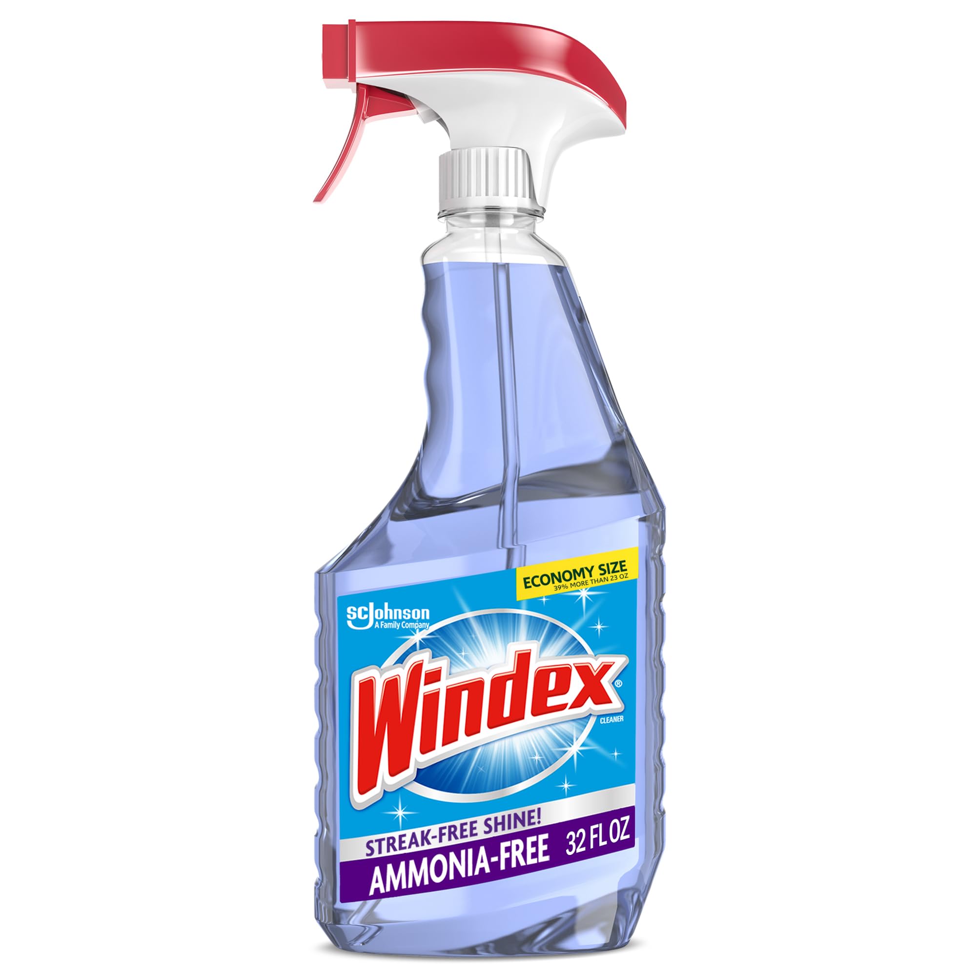 Windex Ammonia-Free Glass and Window Cleaner Spray Bottle, Crystal Rain Scent, 23 & 32 Fl Oz