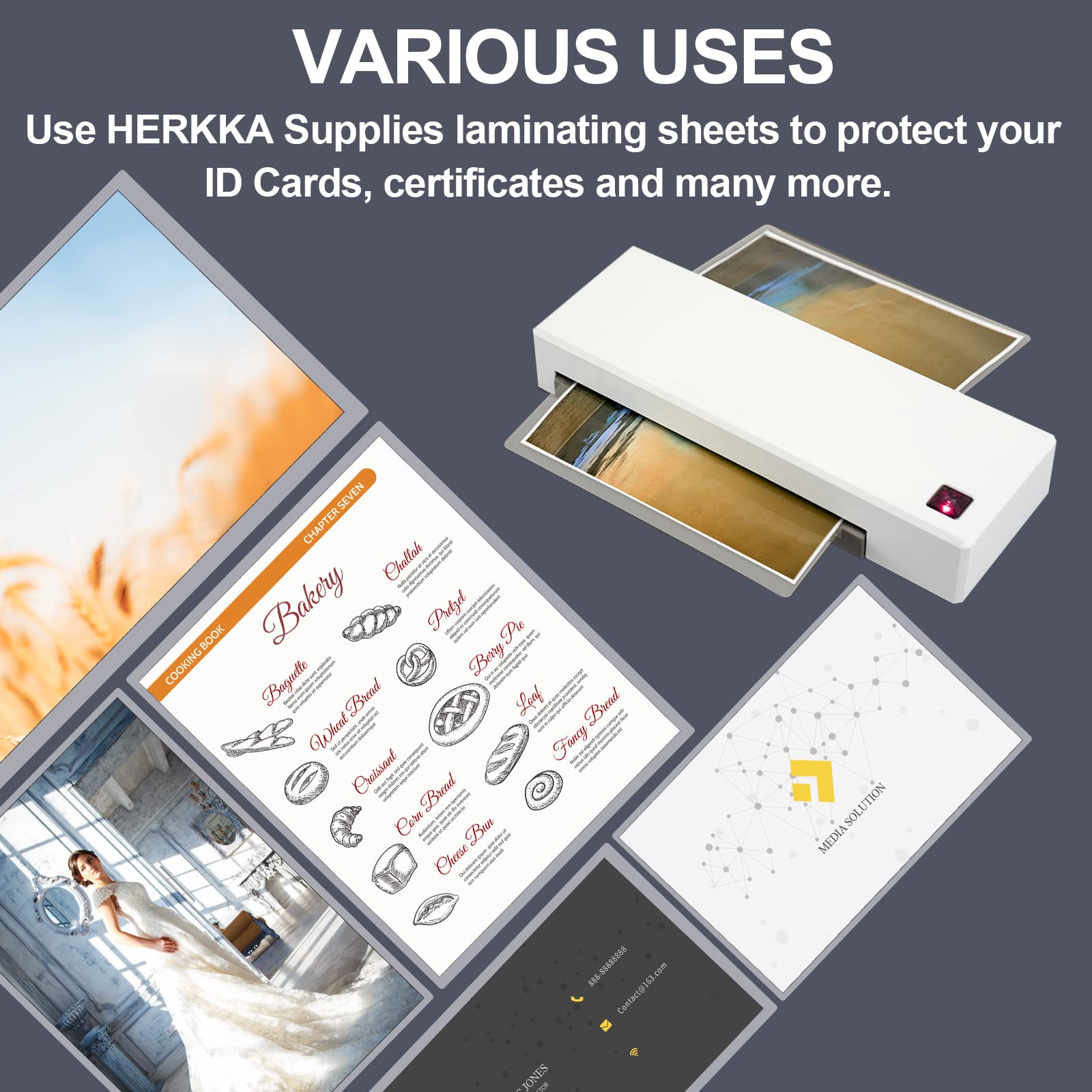 [100/200/300 Pack] Holds 8.5 x 11 Inch Sheets, 5Mil Clear Thermal Laminating Pouches 9 x 11.5 Inch