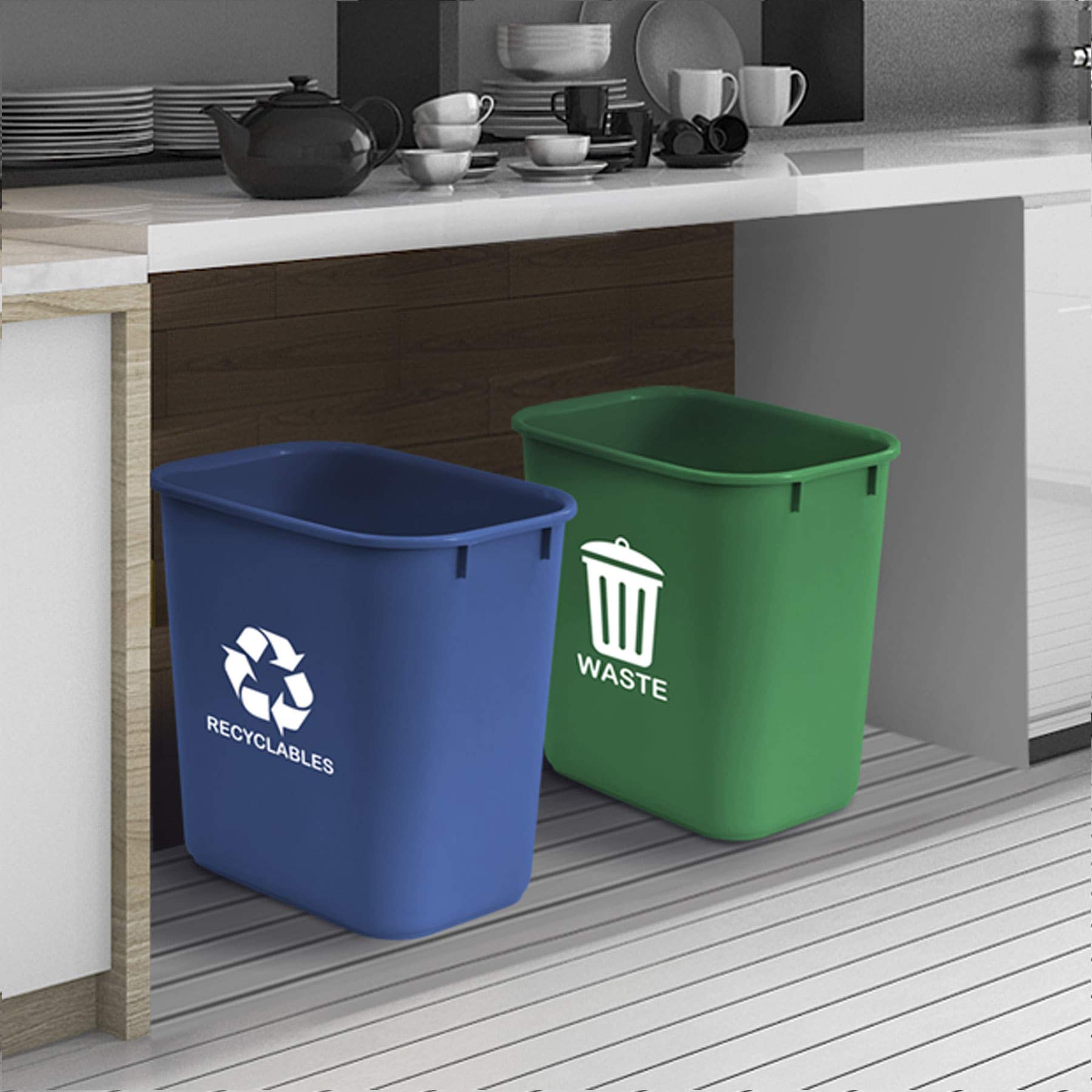 Acrimet Wastebasket Bin for Recycling and Waste, 6.75 Gallon/ 27 Quart/ 24 Liter (Set of 2)
