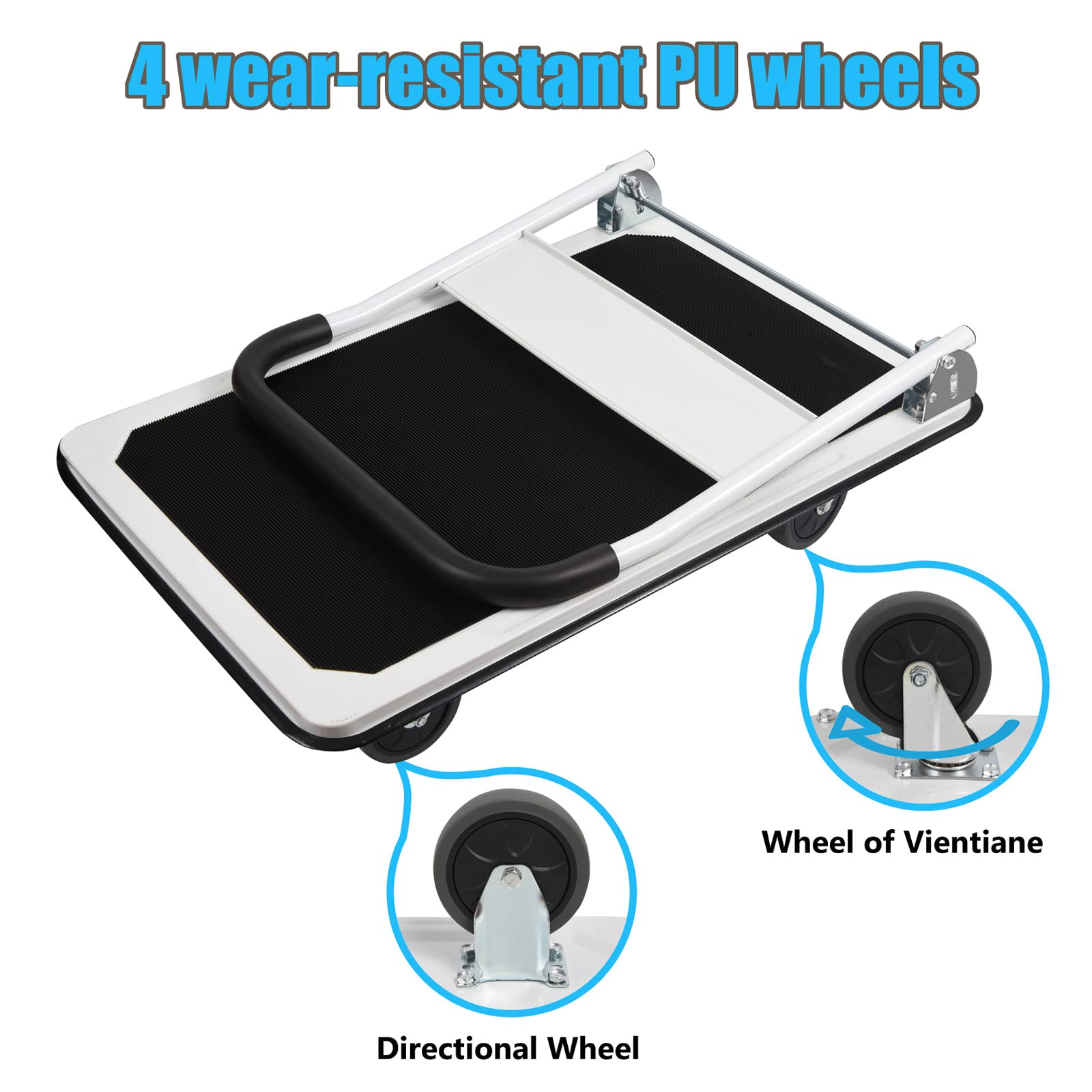 LEADALLWAY Foldable Push Cart Platform Cart