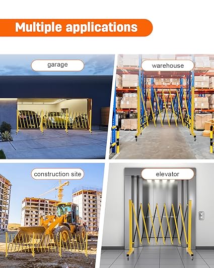 [1 PC] Industrial Expandable Metal Barricade with Wheels, Folding Security Gate