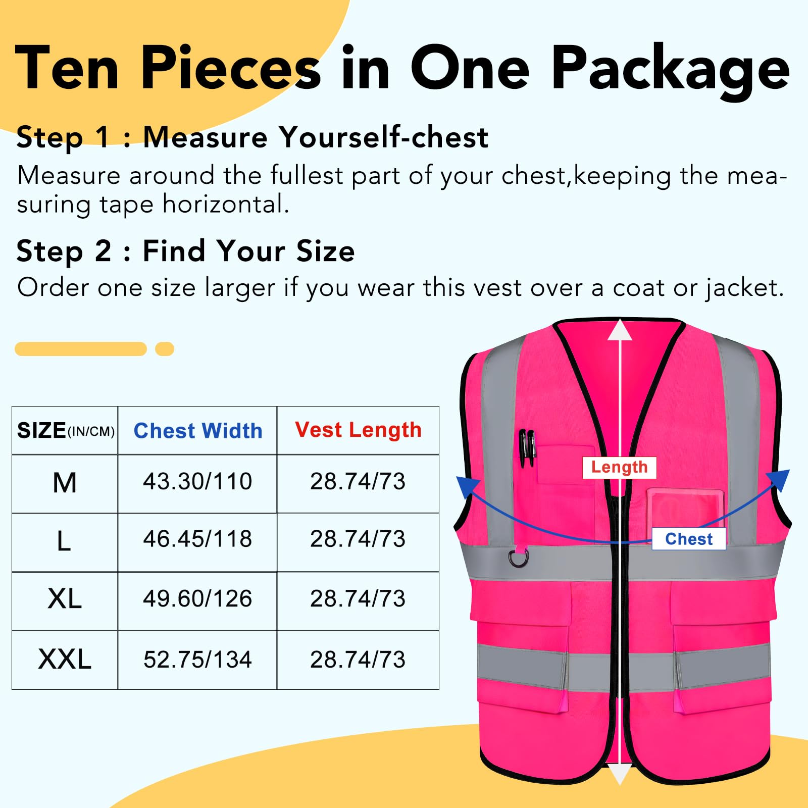 [2 Packs] Hi Vis Reflective Safety Vest with Pockets, Medium to XX Large