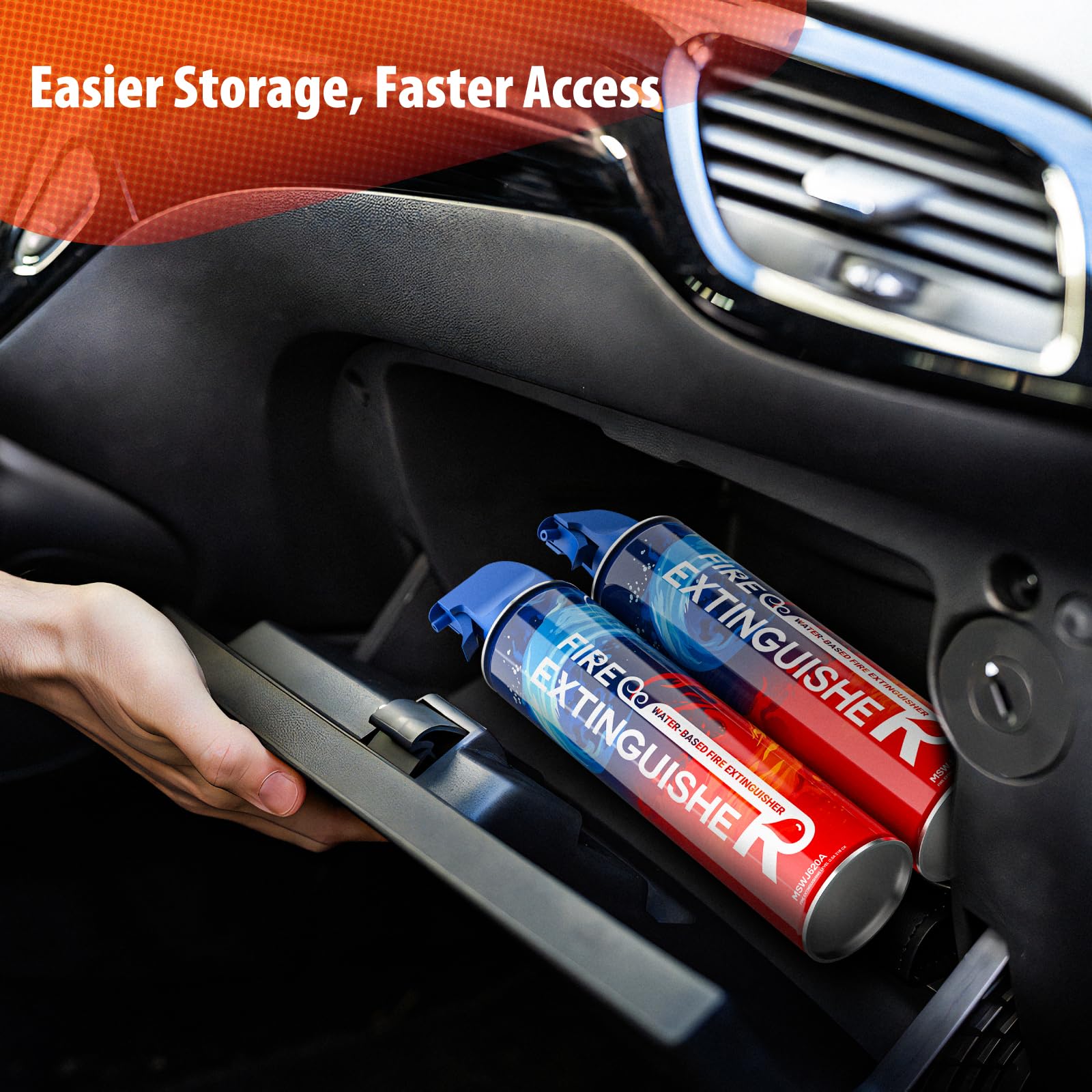 6-in-1 Small Portable Fire Extinguisher 680ml, Non-Toxic, Easy Clean with Wall Mount