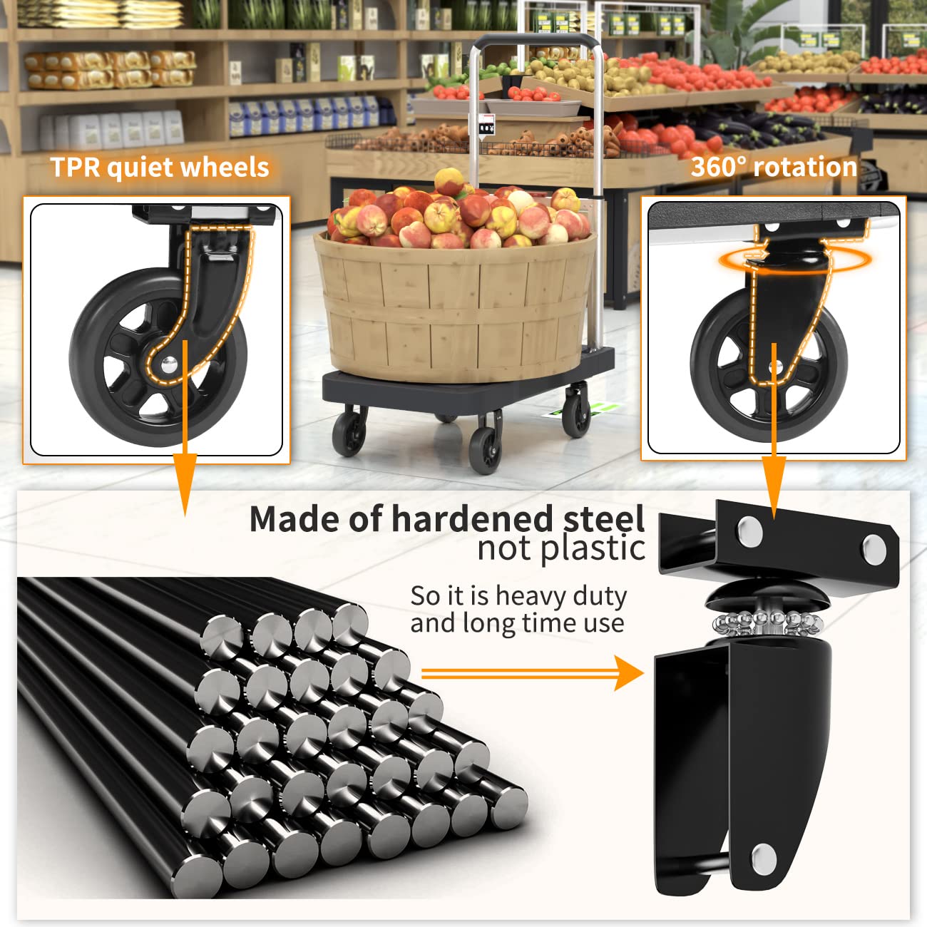 Platform Truck Foldable Push Cart Dolly 330lb Weight Capacity