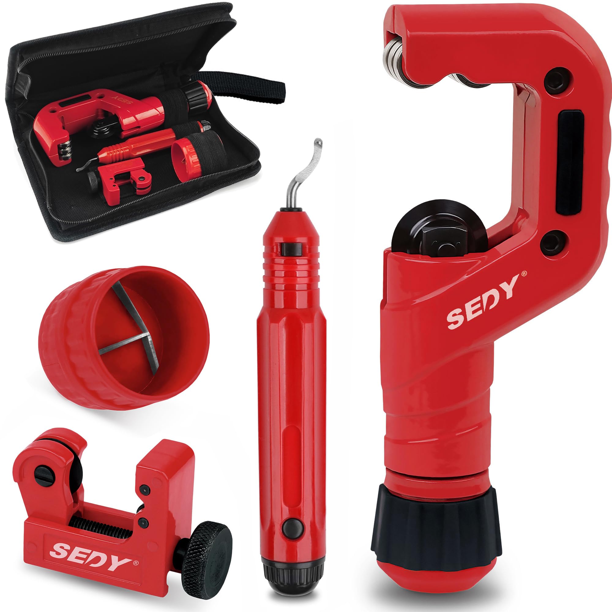 Ultimate Tube Cutter Set - Pipe Cutter 3/16"-2" OD, Mini Tube Cutter 1/8"-7/8", Deburring Tool