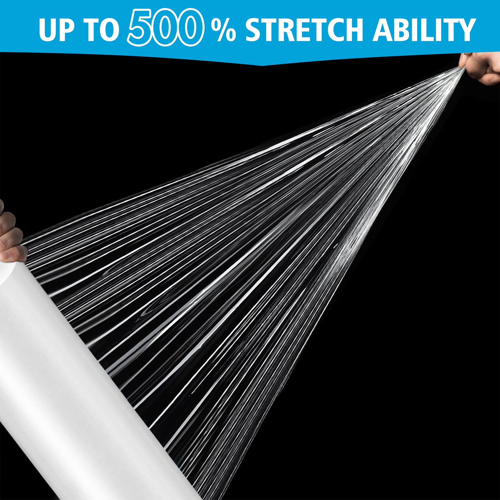 Stretch Film, 15"/18" x 1000 ft/2000 ft Shrink Wrap for Pallet Wrap 60 Gauge