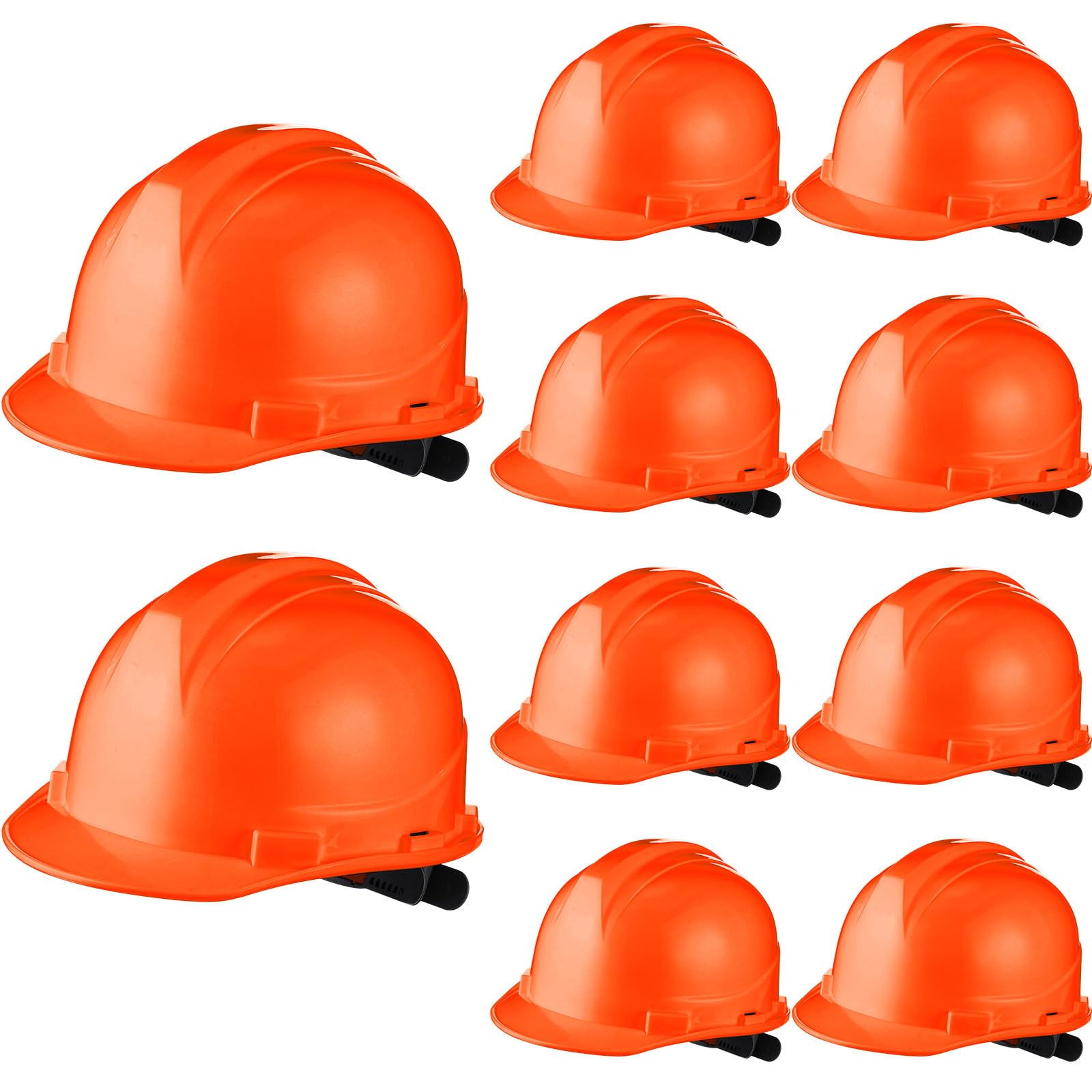 [10 Pcs] Suspension Hard Hat for Construction, Ratchet Cap Style w/ Self Adjusting Straps for Man & Woman