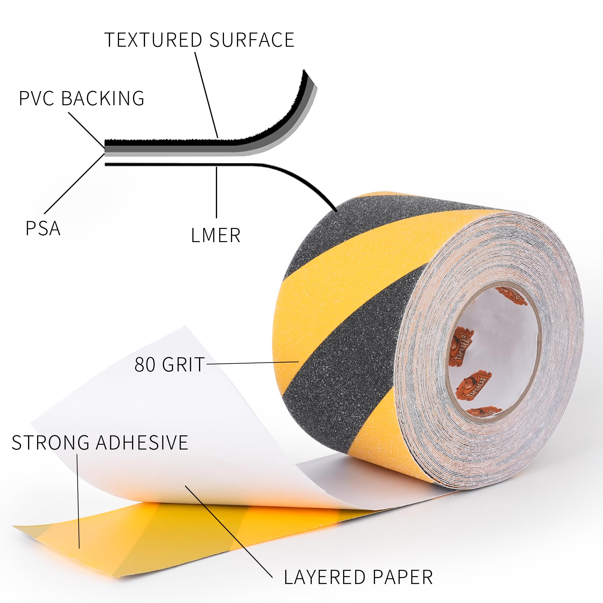 [1 Roll] Anti-Slip Safety Tape for Indoor/Outdoor, Compatible with Plastic, Wood, Ceramic, Glass, Metal