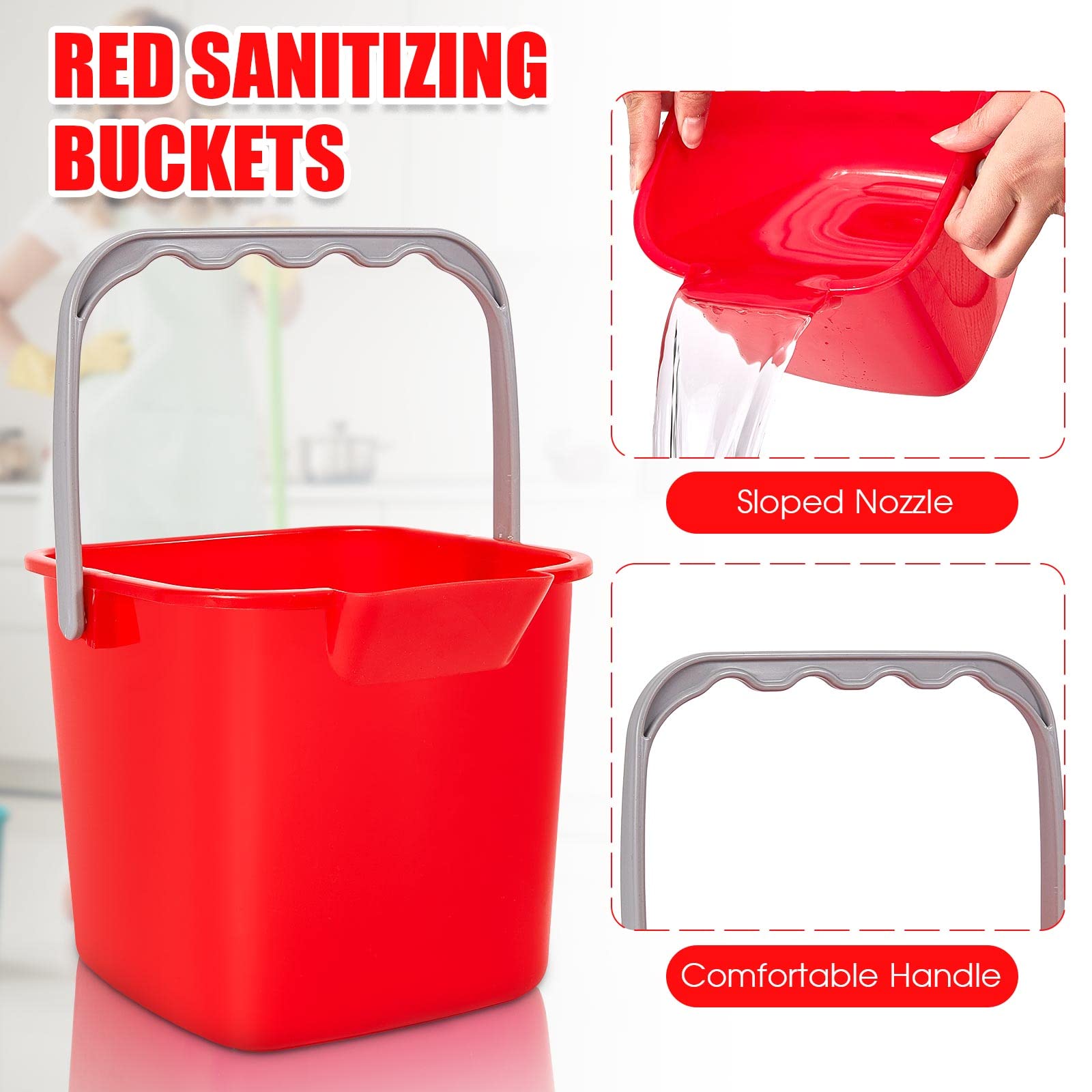 8 Pcs Sanitizing Bucket 3 Quart Cleaning Bucket (8 PCS)