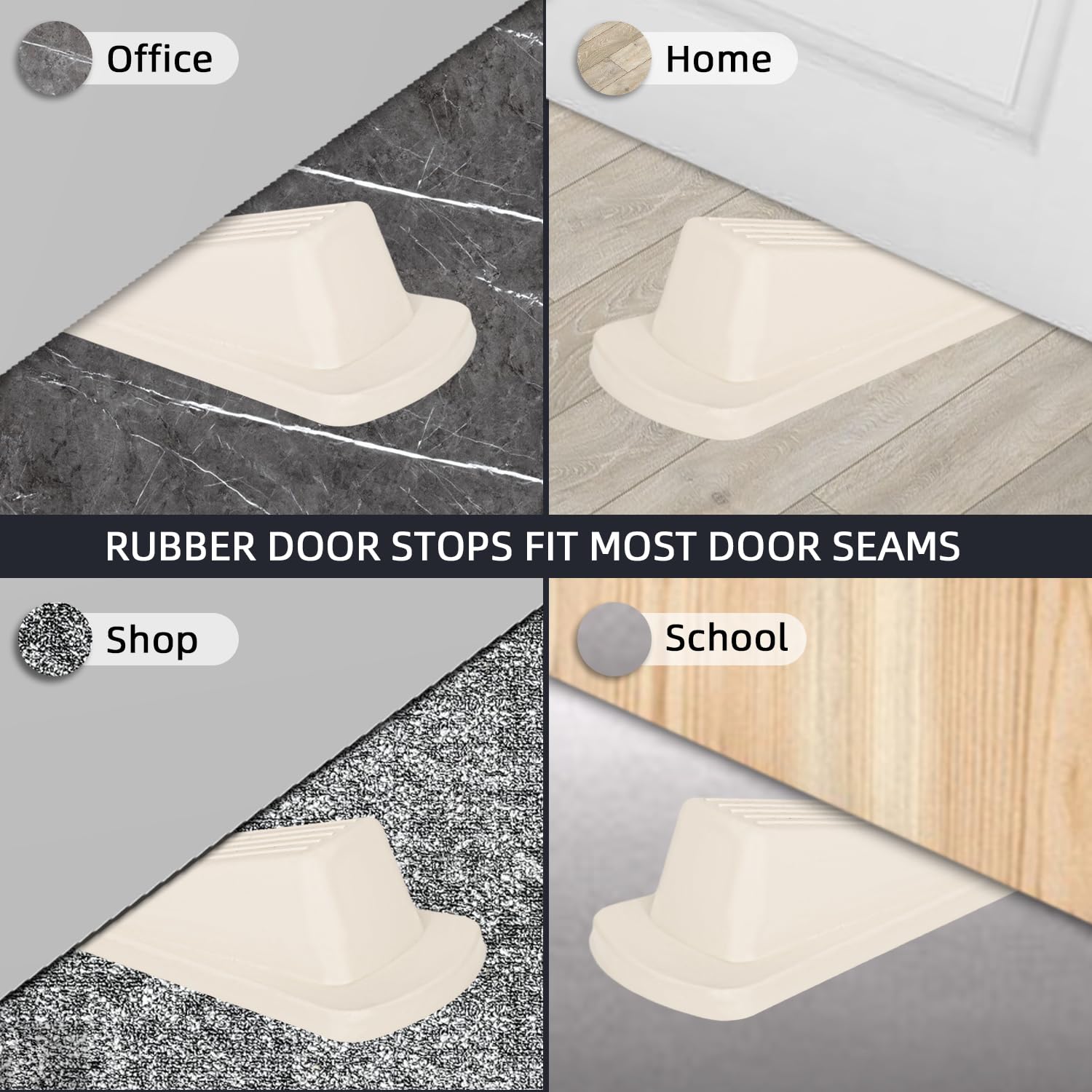 Door Stoppers, 4 Pack Premium Rubber Stoppers Wedge