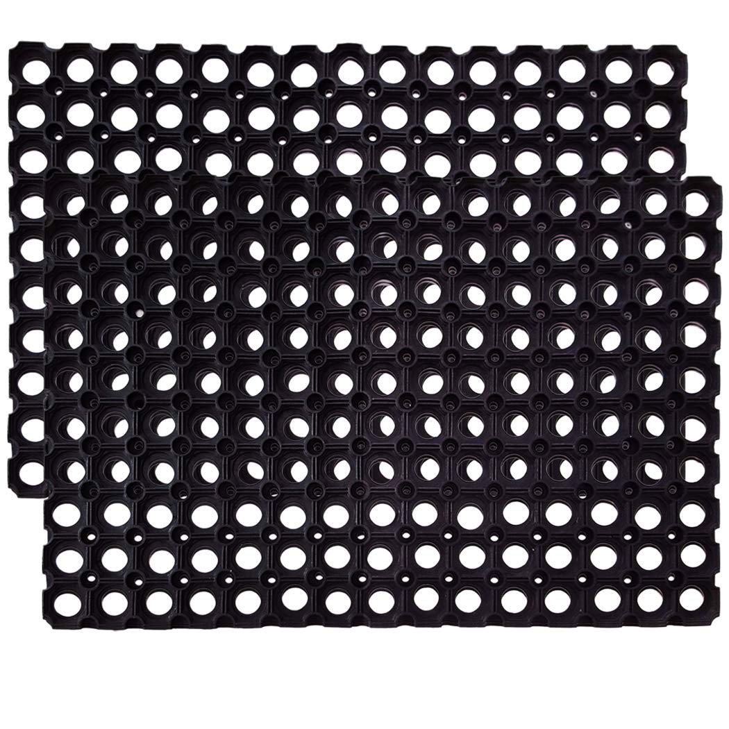 [1/2/12 Mat] Interlocking Rubber Drainage Floor Mat - Anti-Fatigue - 24 x 16 inches