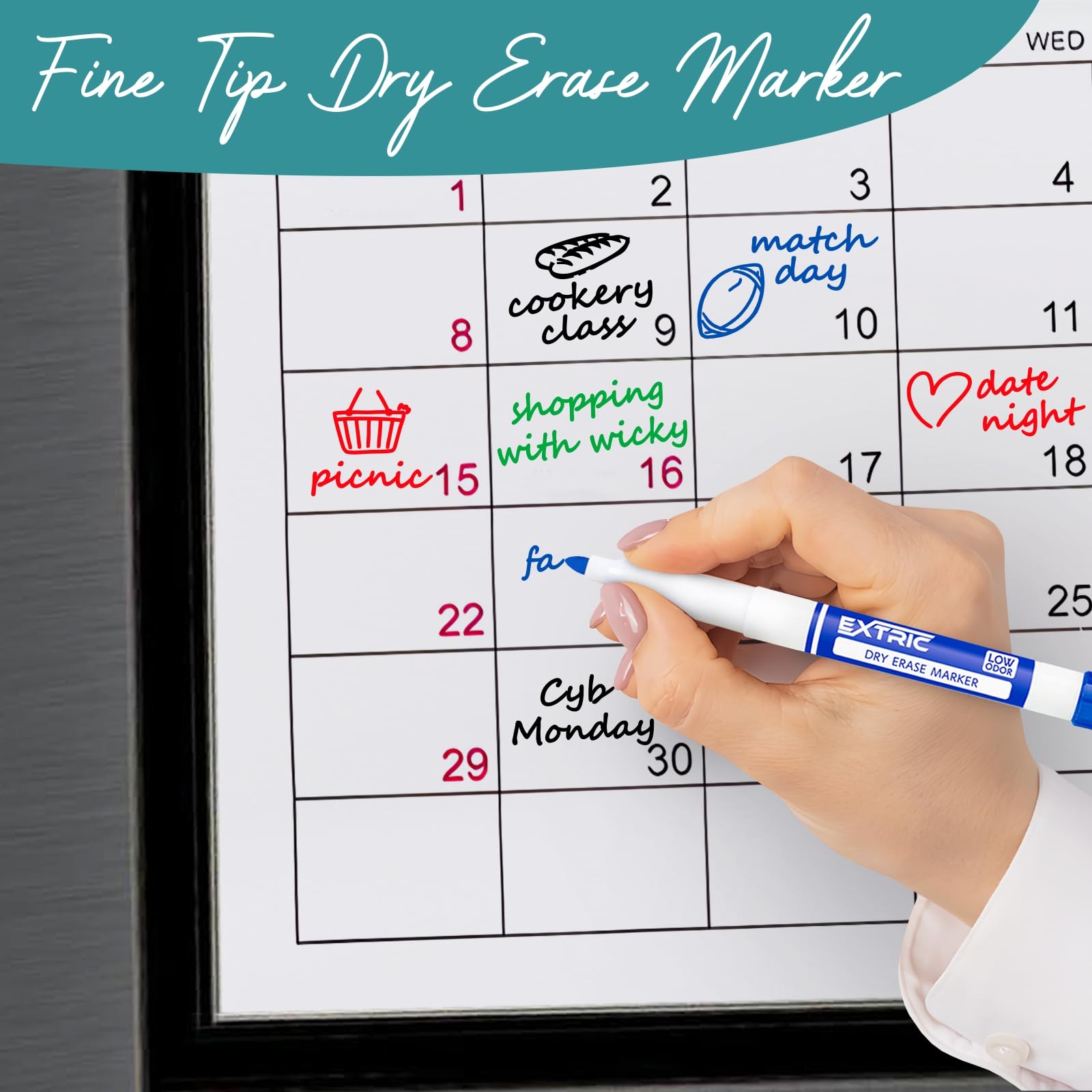 [13 CT] Thick and Fine Tip Dry Erase Markers and Dry Erase Eraser