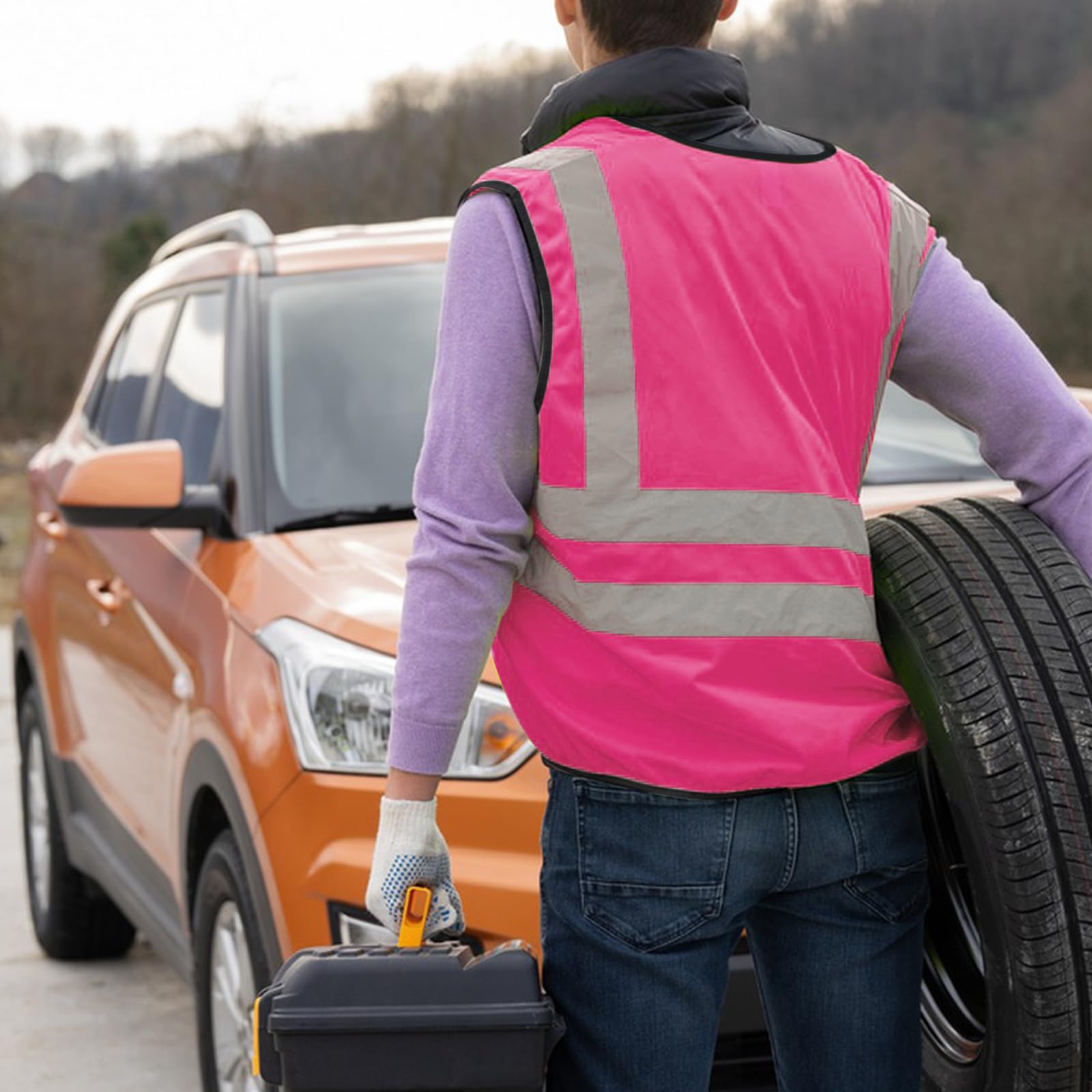 [2 Packs] Hi Vis Reflective Safety Vest with Pockets, Medium to XX Large