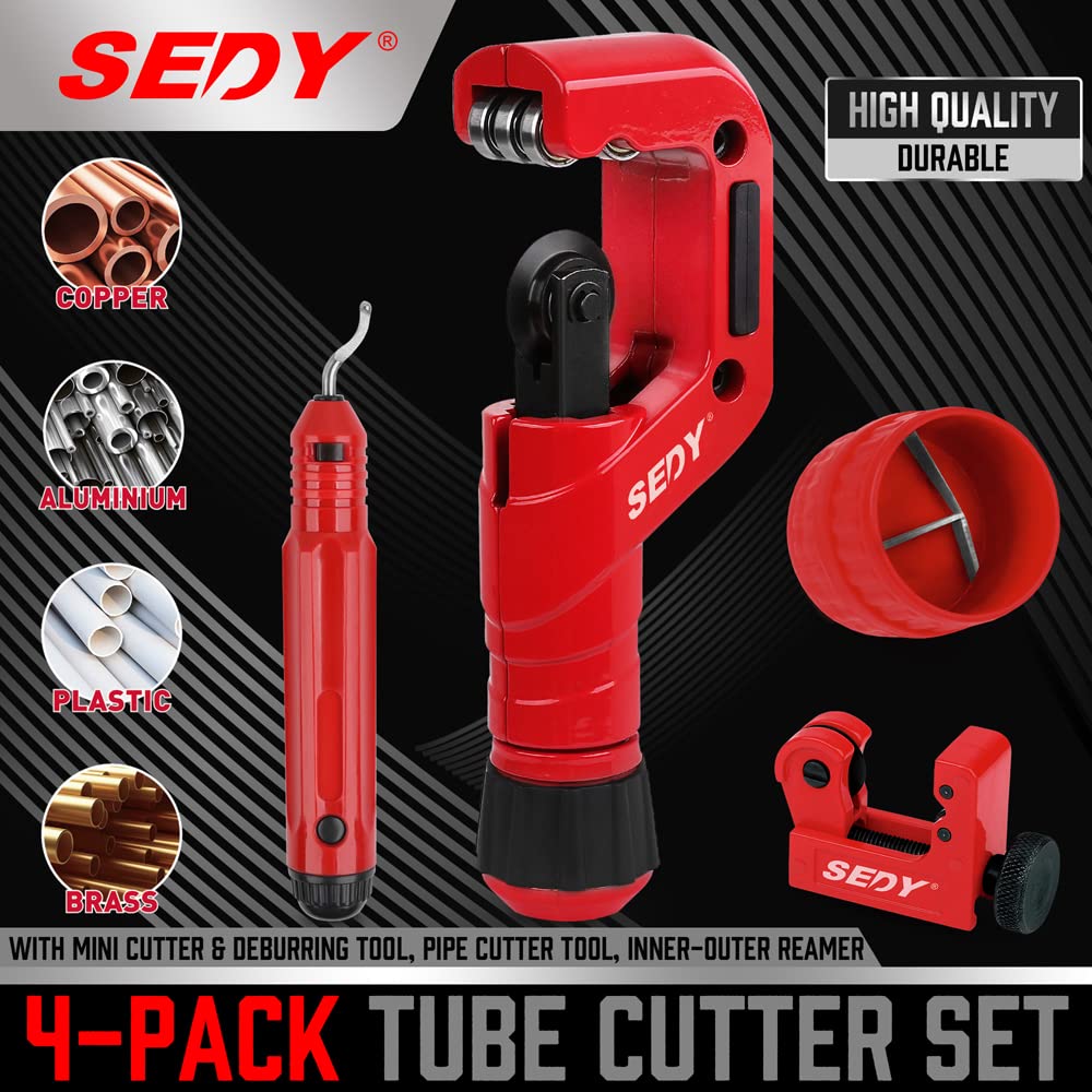 Ultimate Tube Cutter Set - Pipe Cutter 3/16"-2" OD, Mini Tube Cutter 1/8"-7/8", Deburring Tool