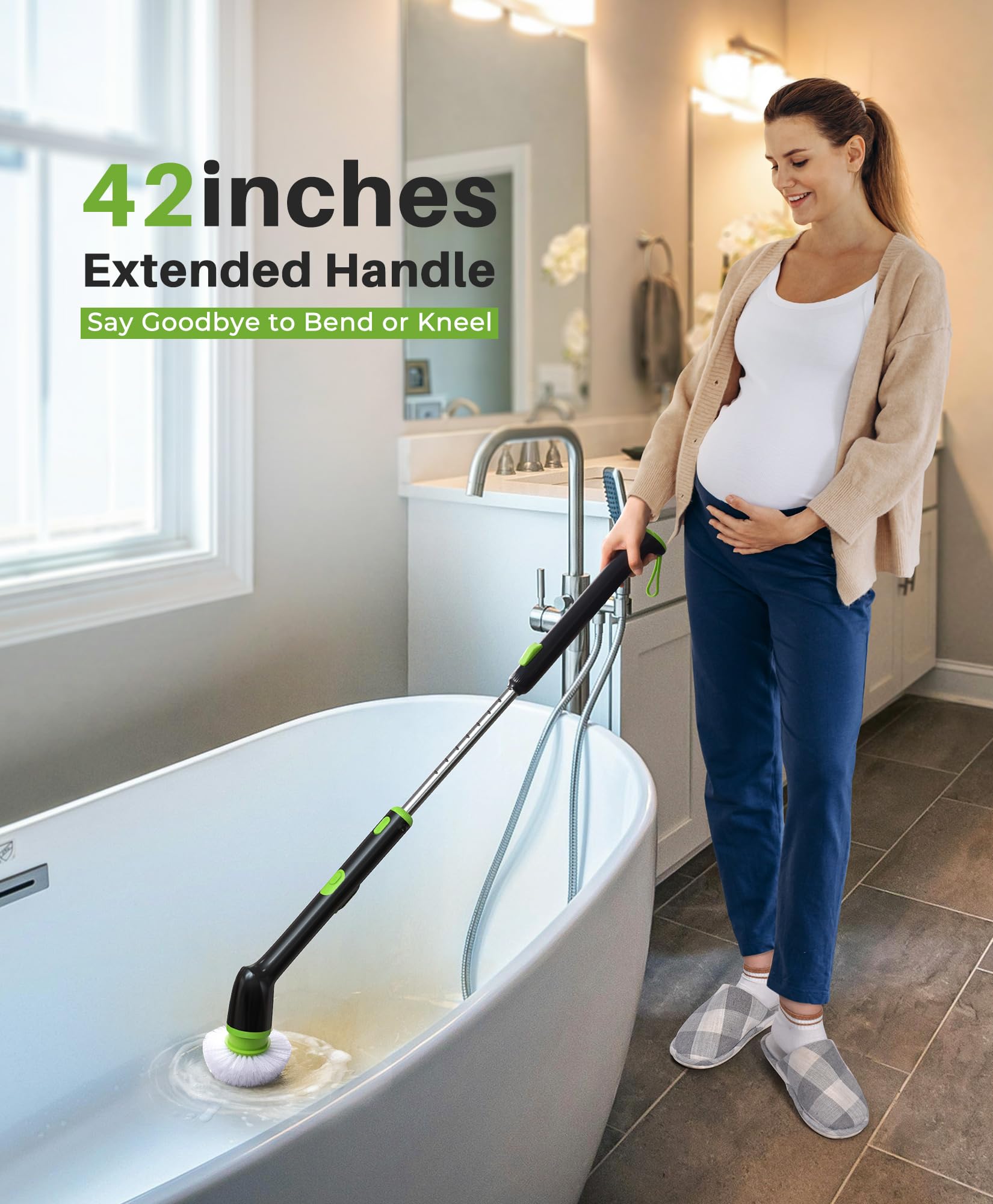 Electric Spin Scrubber, IPX7 Waterproof Bathroom Cleaner Brush