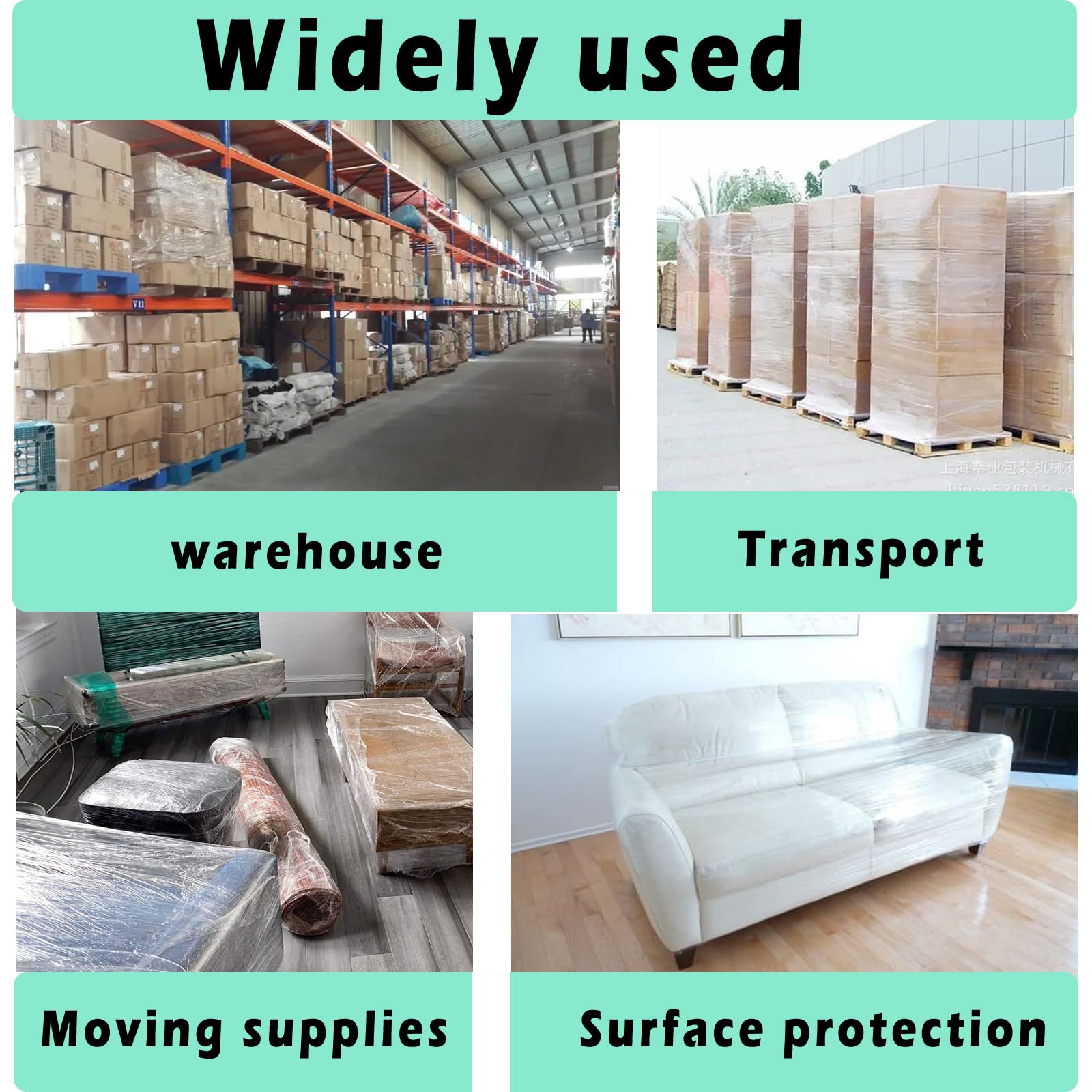 Stretch Film, 2 or 4 PCS 600% Stretch Heavy Duty Narrow Shrink Wrap with 2 Handles