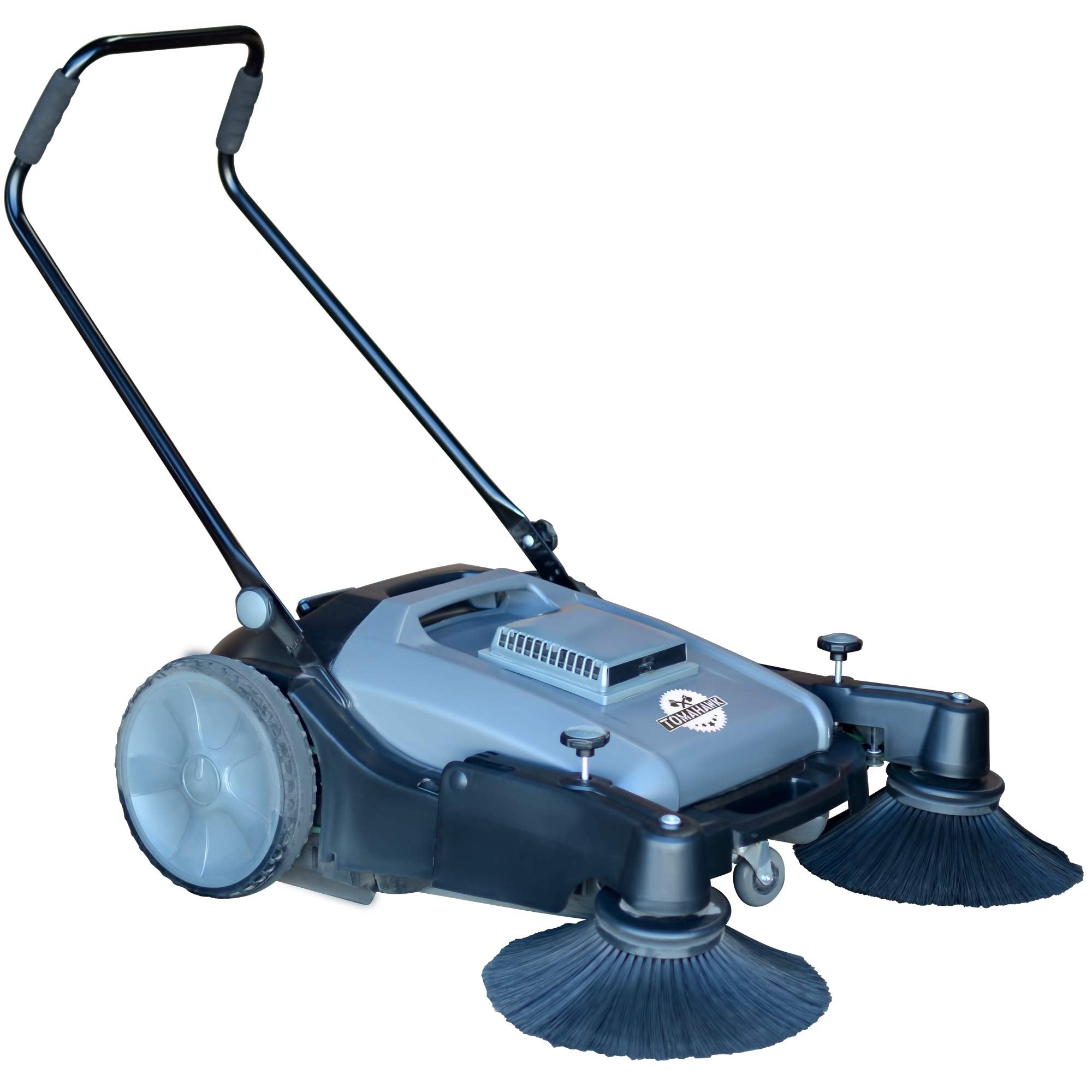 Tomahawk Industrial 38" Walk Behind Push Sweeper with Triple Power Side Brooms Floor Cleaning