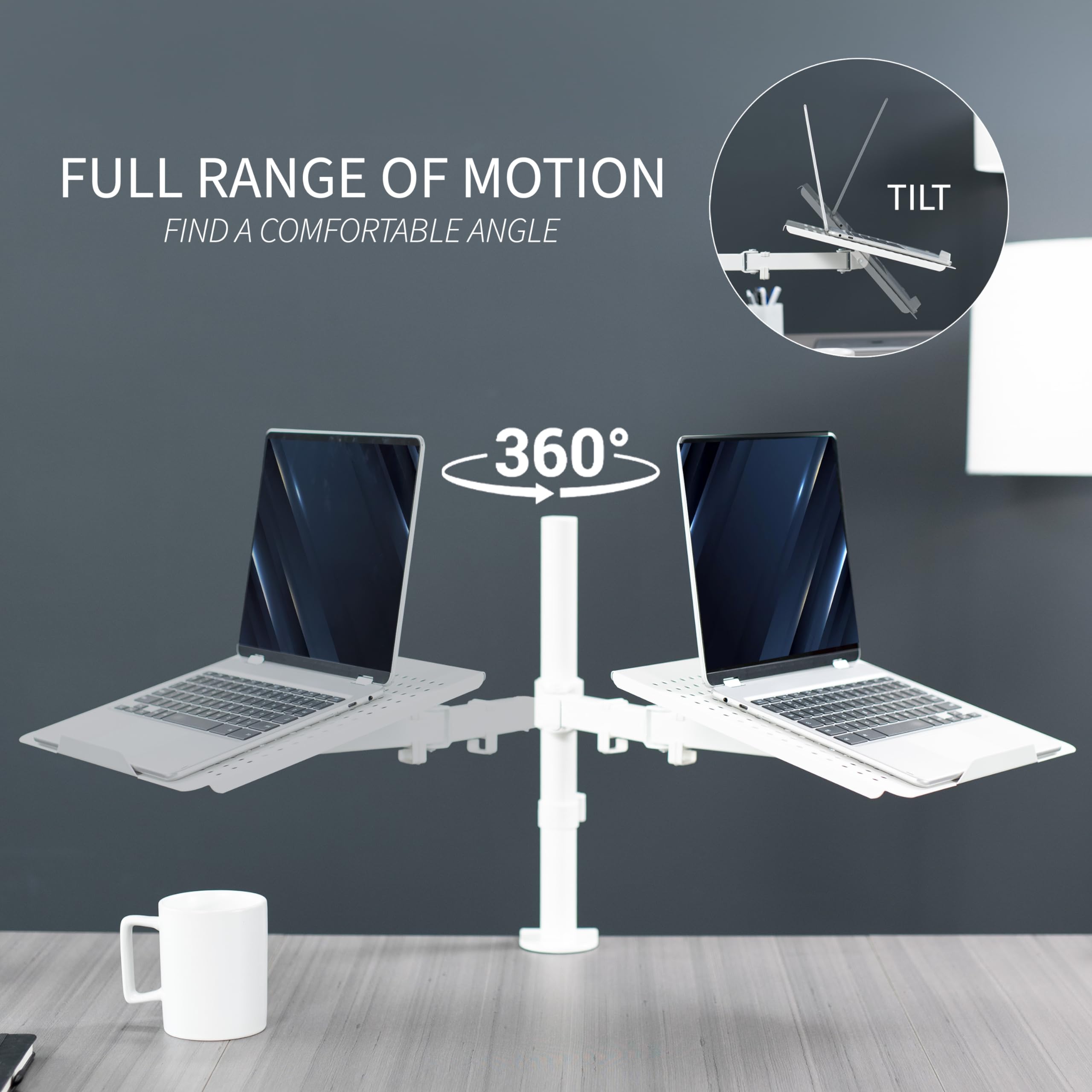 [1 PC] Single Laptop Notebook Desk Mount Stand, Fits up to 17 inch Laptops