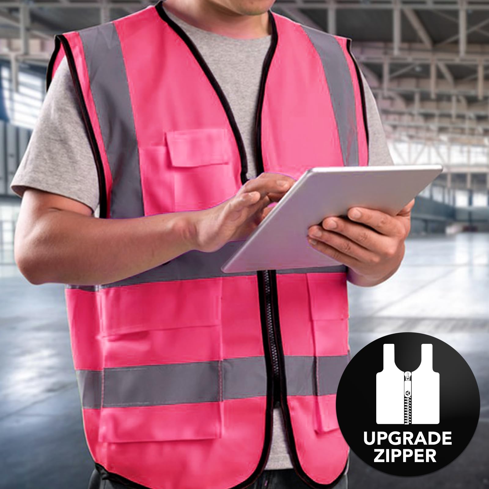 [2 Packs] Hi Vis Reflective Safety Vest with Pockets, Medium to XX Large