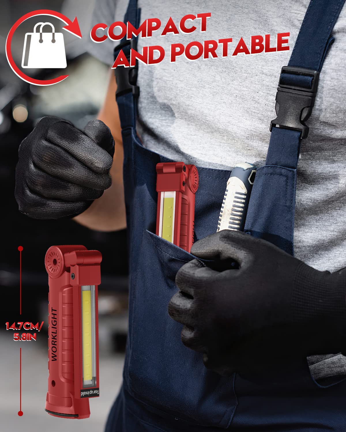 Rechargeable LED Work Light Grill Light with Magnetic Base 5 Modes 360° Rotate (2 or 4 Pack)