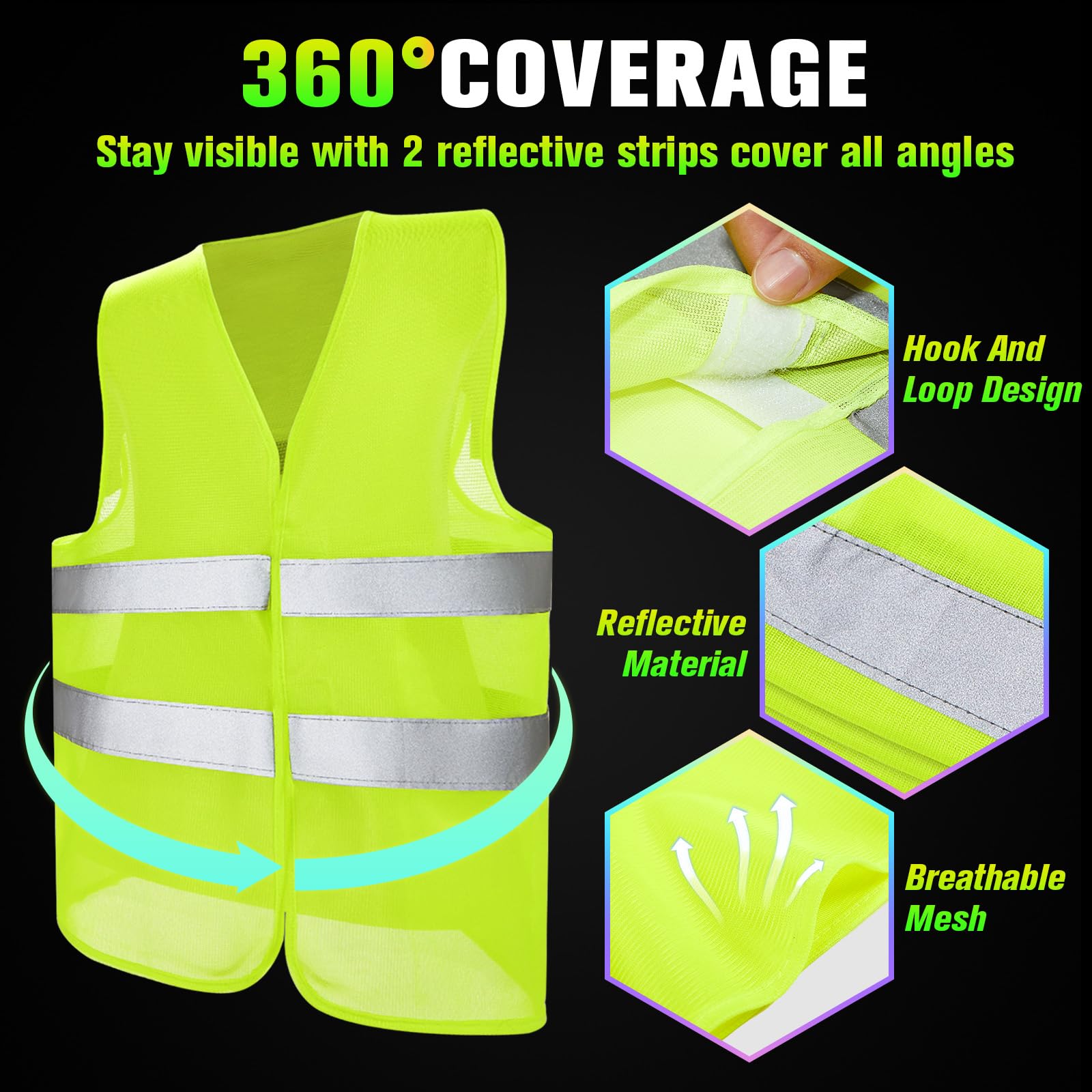 [15 / 30 / 40 / 50 /80 Packs] High Visibility Safety Vest Bulk Reflective Mesh Security Vest