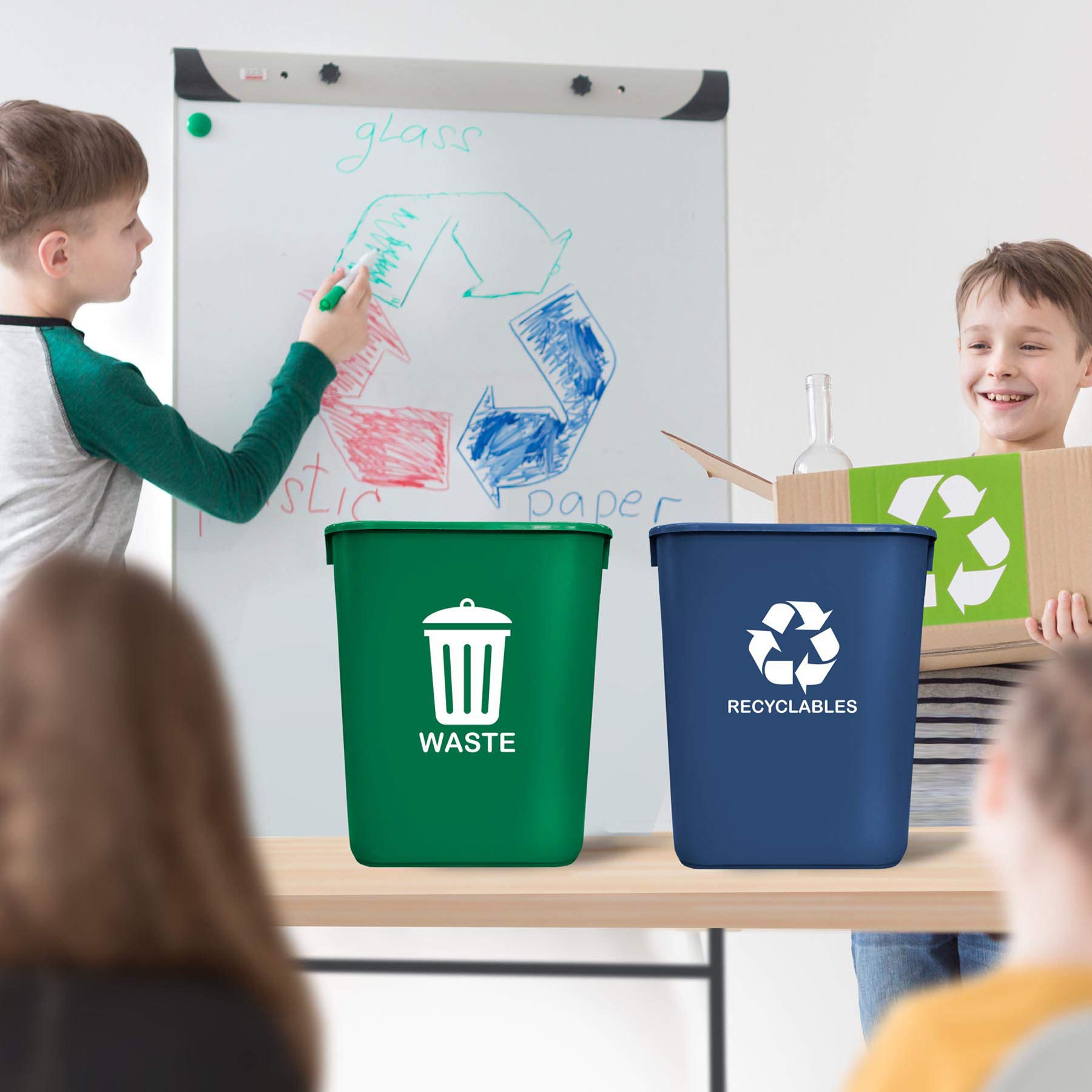 Acrimet Wastebasket Bin for Recycling and Waste, 6.75 Gallon/ 27 Quart/ 24 Liter (Set of 2)