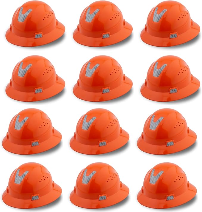 [1 / 12 Packs] Full Brim Hard Hat, ANSI Z89.1 Approved, OSHA Type 1 Class C