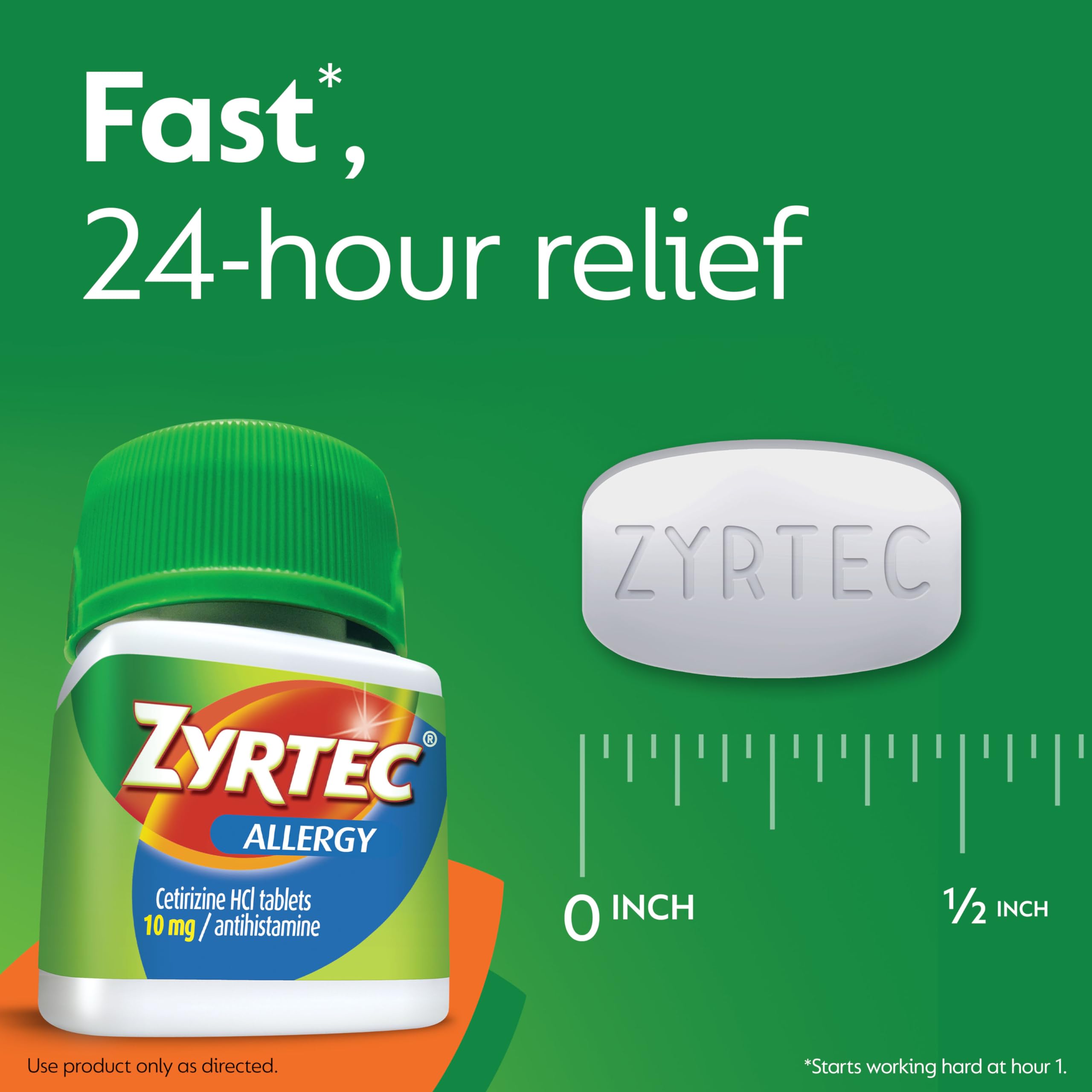 [60 Ct] Zyrtec 24 Hour Allergy Relief Tablets with 10 mg Cetirizine HCl per Antihistamine Tablet