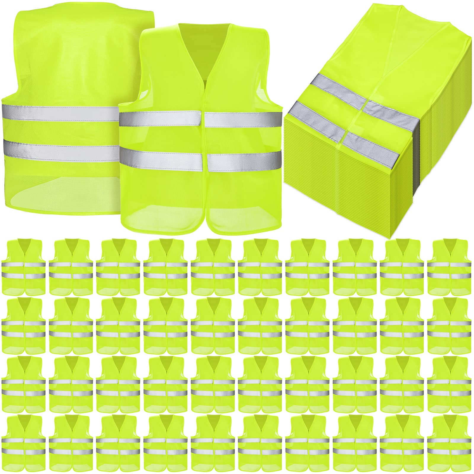[15 / 30 / 40 / 50 /80 Packs] High Visibility Safety Vest Bulk Reflective Mesh Security Vest