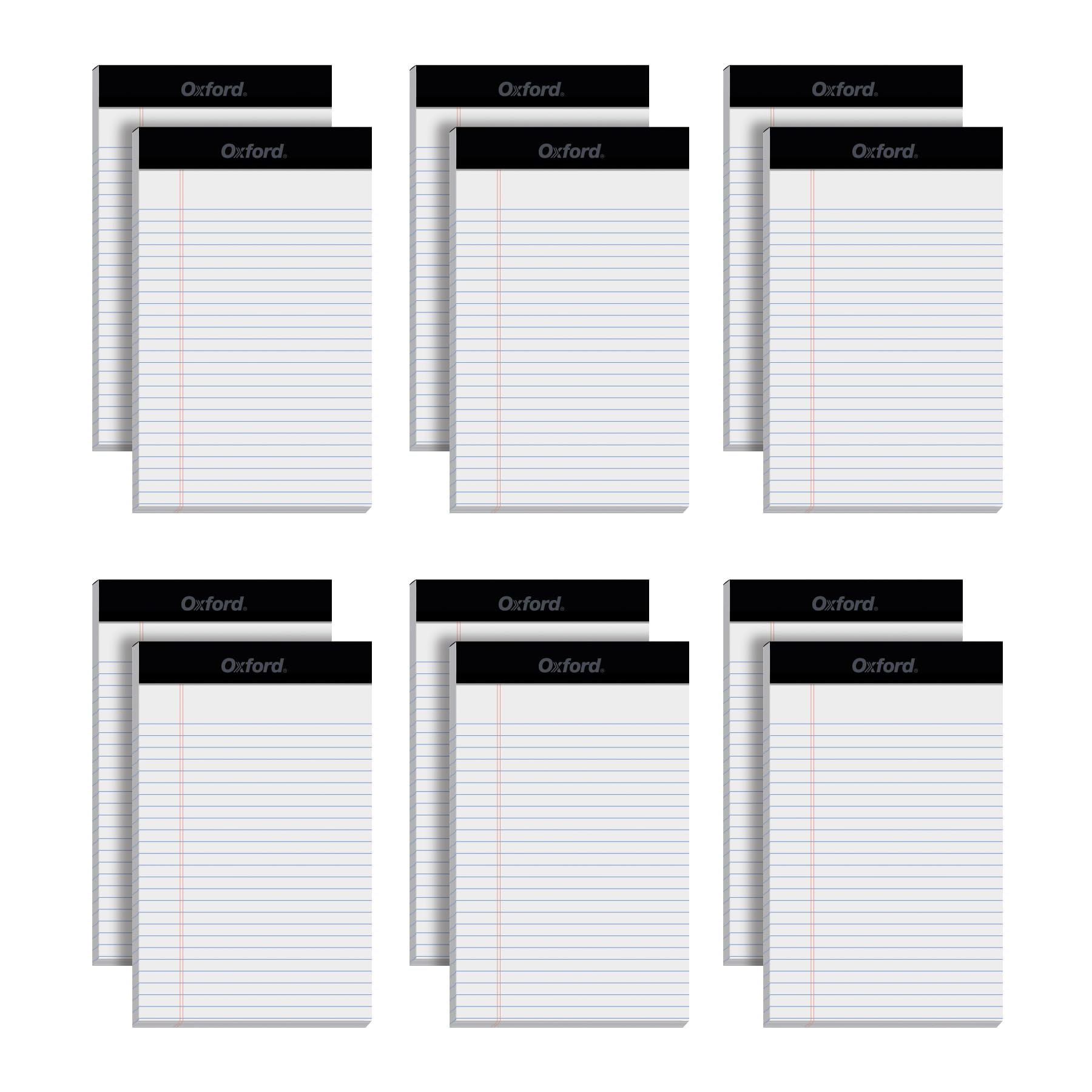 Oxford 5 x 8 Legal Pads, 12 Pack, Narrow Ruled, White Paper, 50 Sheets Per Writing Pad