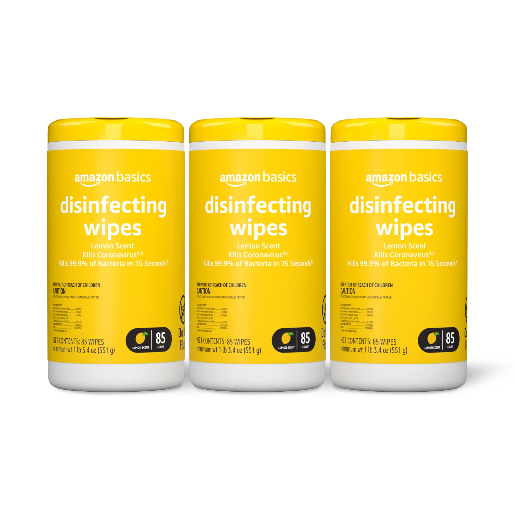 [3 or 4 Pack] Amazon Basics Disinfecting Wipes, for Sanitizing, Cleaning & Deodorizing