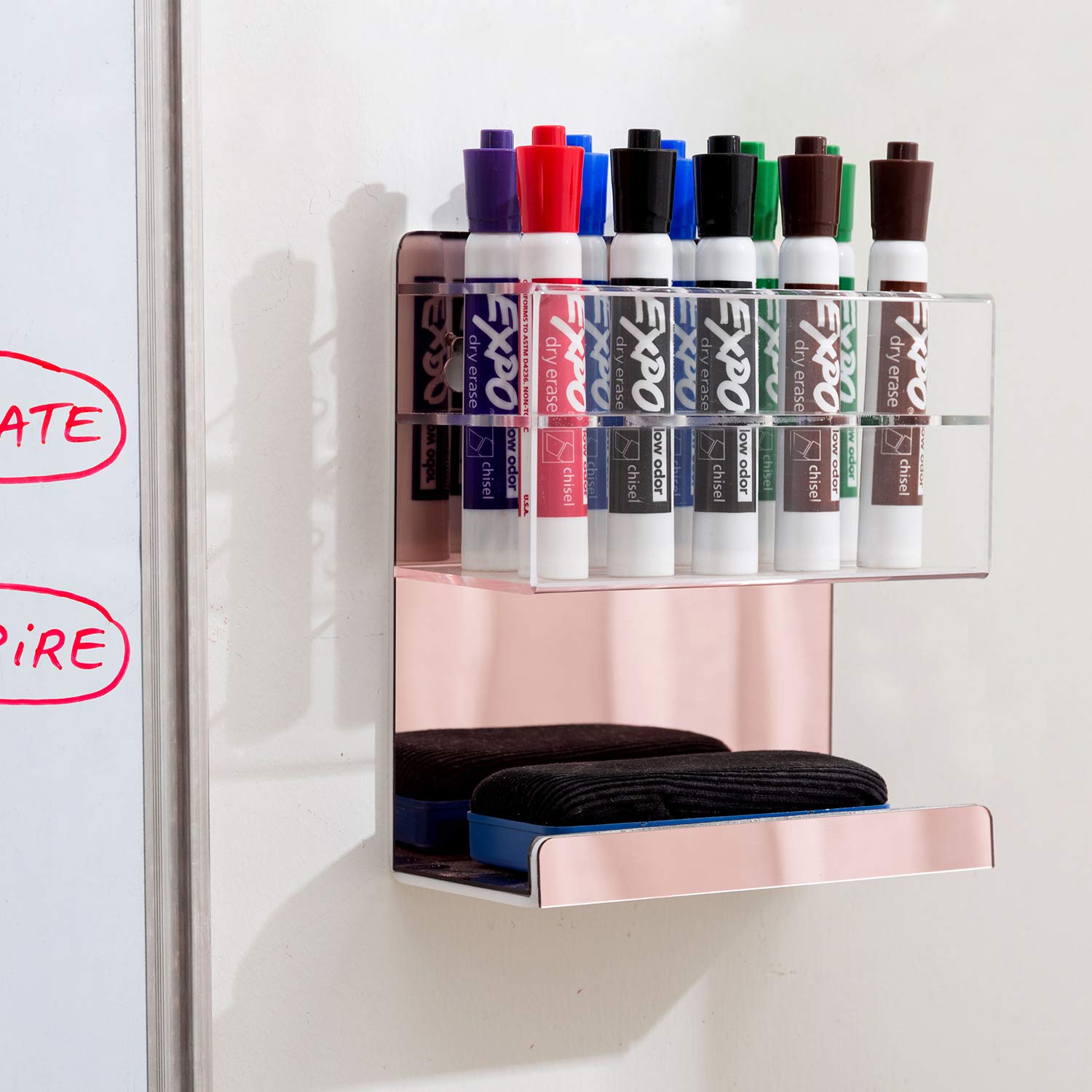 [1 / 2 Pack] Wall Mounted Dry Erase Whiteboard Marker Holder Stand