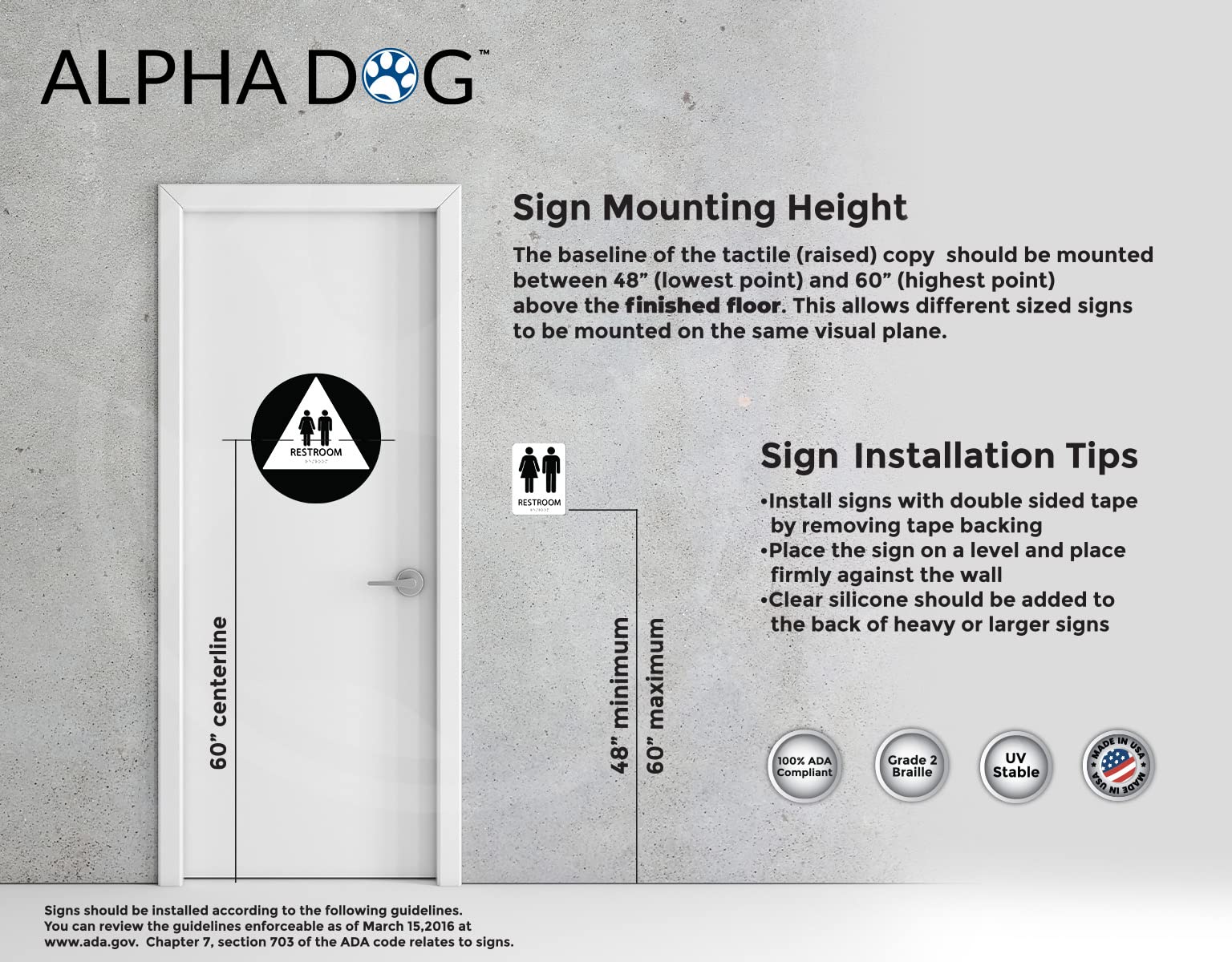 Unisex Bathroom Sign, 8x6 Inch