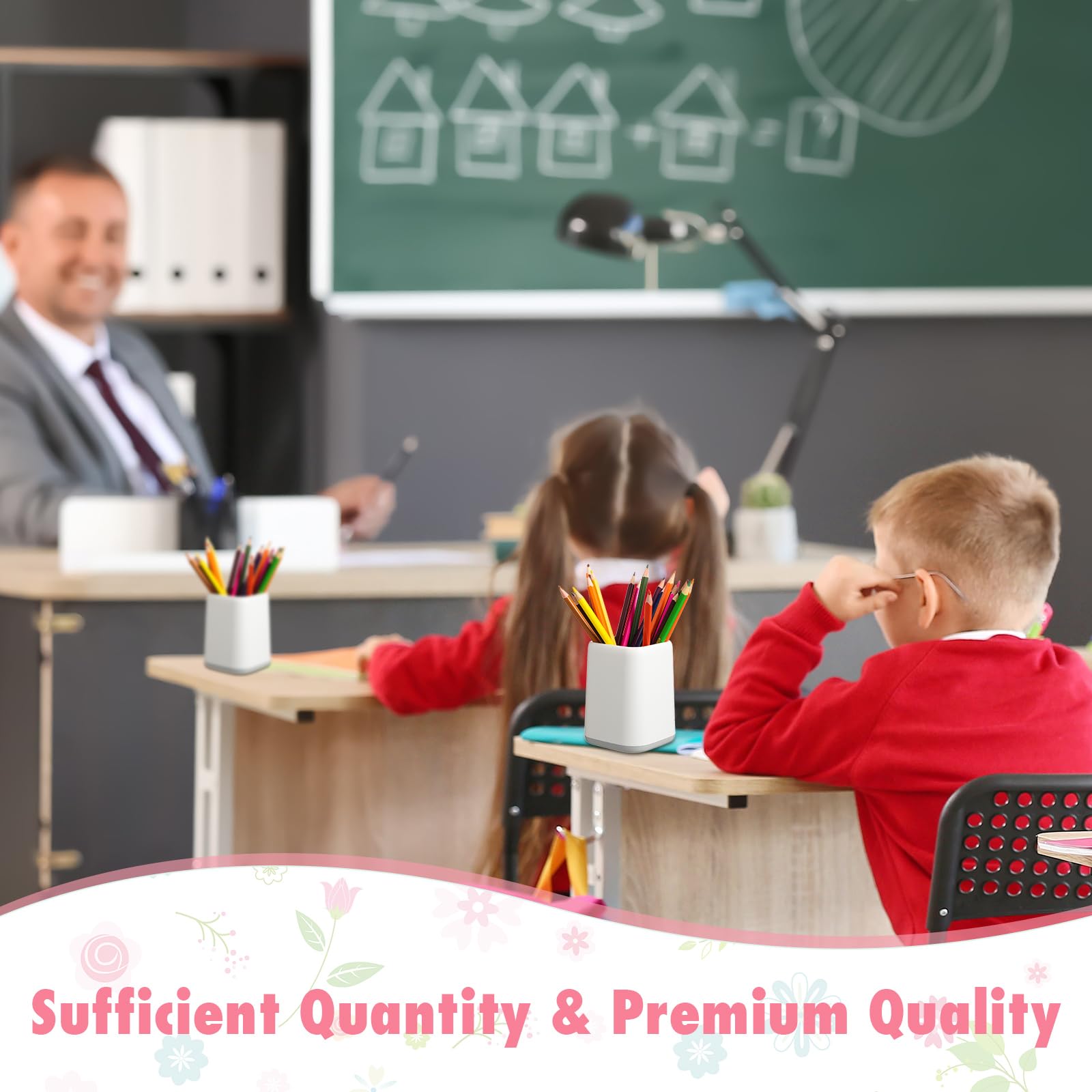 12 Pcs Pencil Holder for Desk, 4.1 x 2.95 x 2.75 Inch(White/Dark Blue/Light Green)