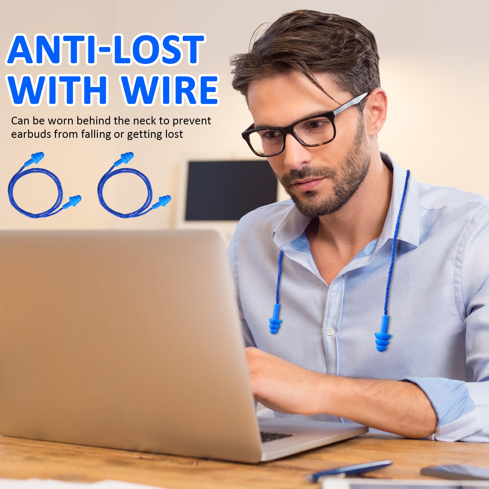 [200 Pairs] Corded Ear Plugs Individually Wrapped, Reusable