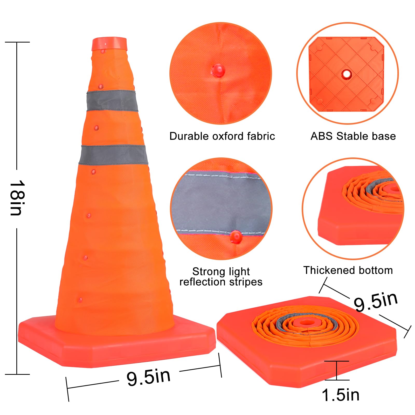 [1 / 3/ 6 / 10 /12 Packs] Collapsible Traffic Safety Cones