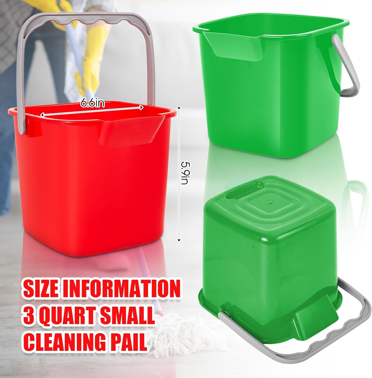 8 Pcs Sanitizing Bucket 3 Quart Cleaning Bucket (8 PCS)