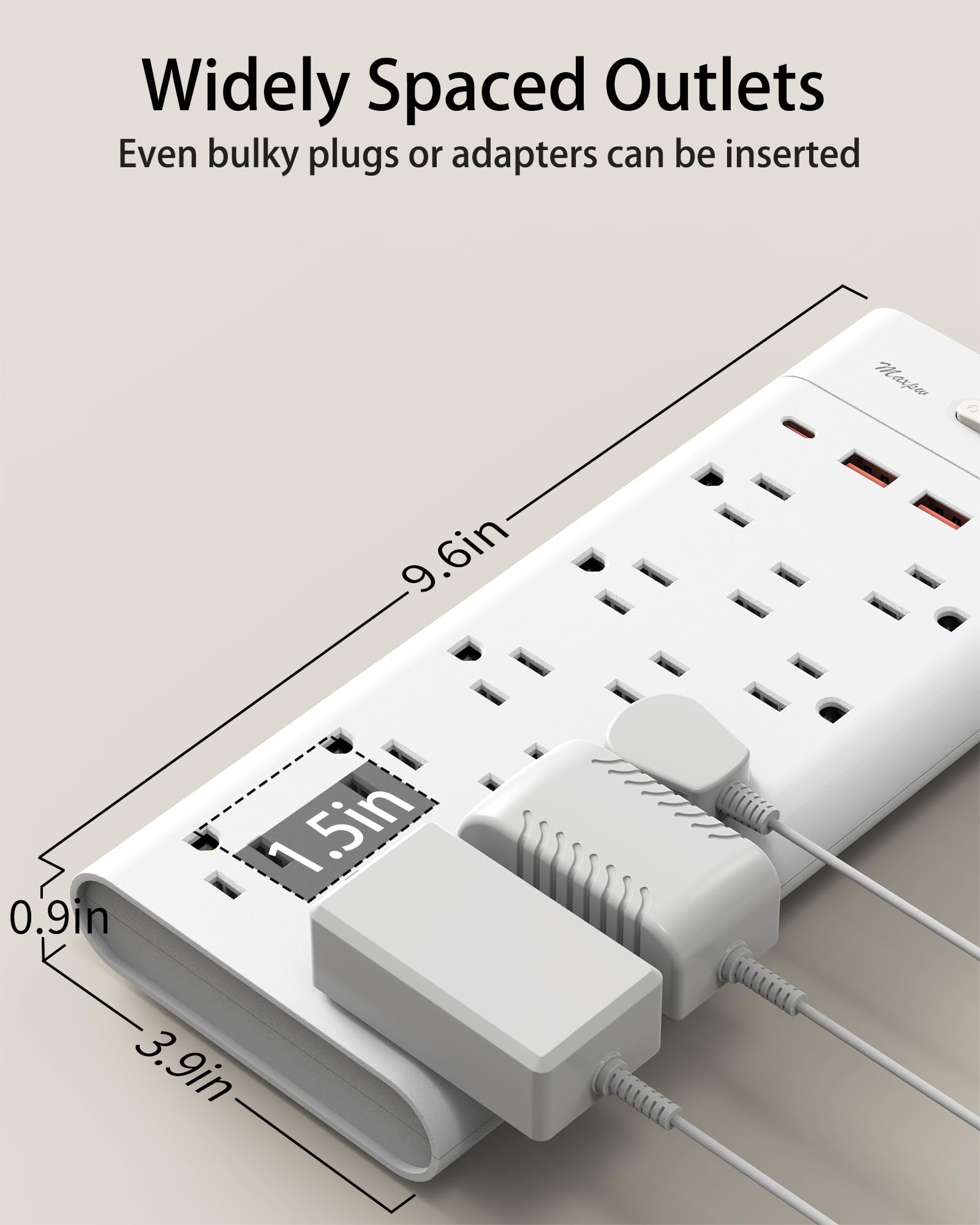 Power Strip Surge Protector Outlet Extender with 14 Outlets and 4 USB Ports (2 USB C), 6 Ft / 10 Ft / 15 Ft