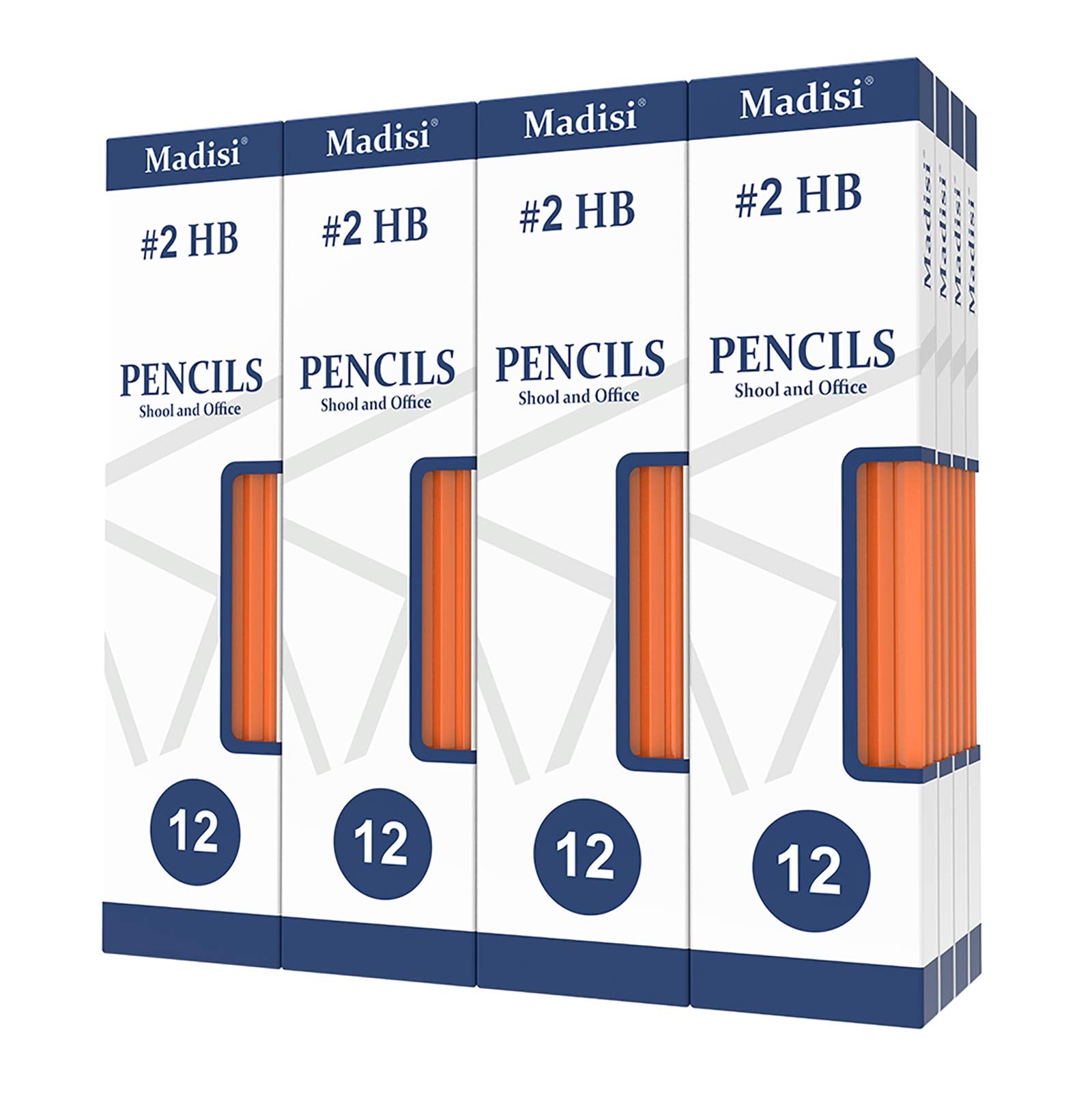 [192 Count] Madisi Wood-Cased #2 HB Pencils, Pre-sharpened, 16 Packs of 12-Count